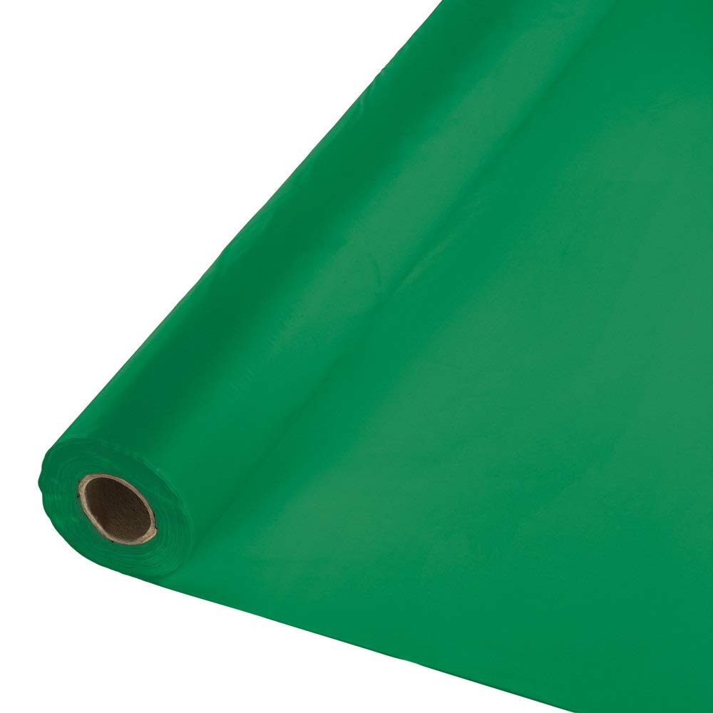 100ft Disposable Banquet Tablecloth Roll - Emerald Green Plastic Table Cover for Parties, Weddings & Events - Waterproof & Easy Clean