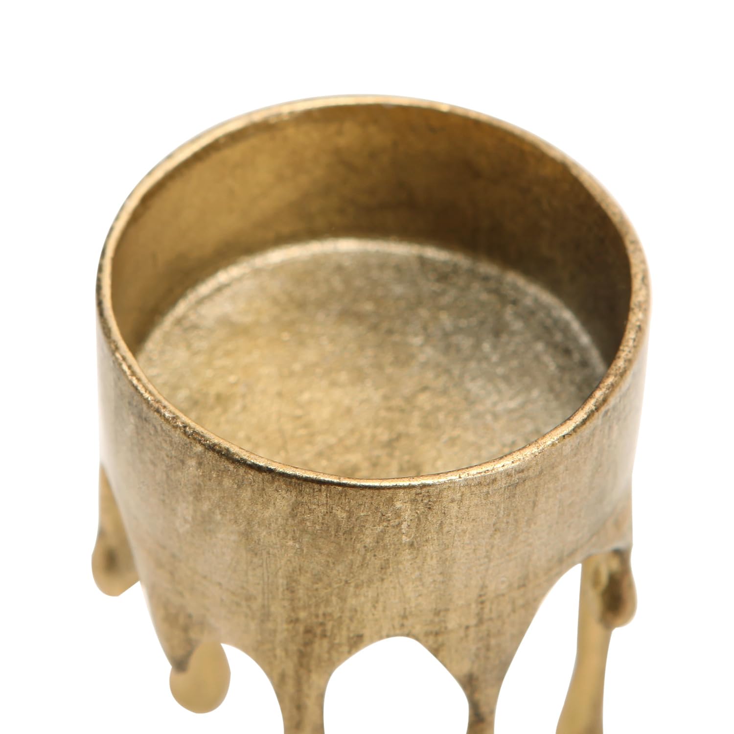 NIKKY HOME Gold Metal Tealight Candle Holders Set of 2 - Elegant Dripping Melting Design Legs for Table Centerpiece Decor | Perfect for Wedding, Dinner Party, Romantic Home Decor & Holiday Candle Displays