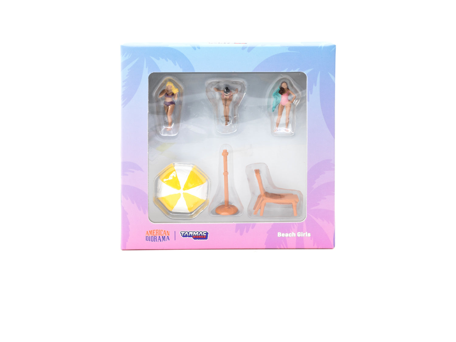 American Diorama X Tarmac Works 1/64 Scale Beach Girls Figures - COLLAB64 Collectible Miniatures for Diorama, Model Car Displays & Beach Scene Dioramas