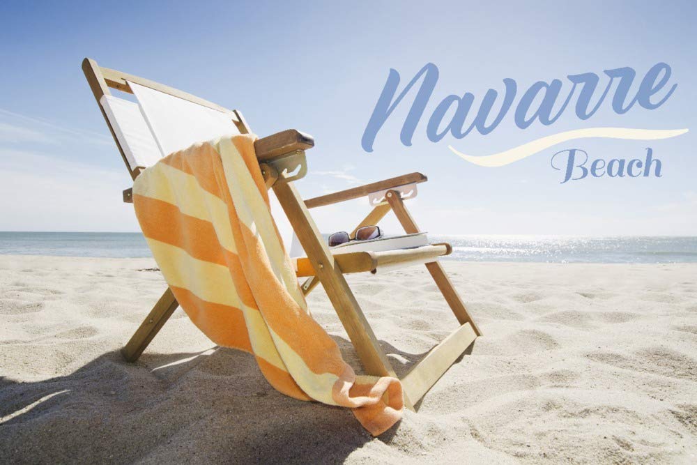 Lantern Press Navarre Beach Folding Beach Chair - 12x18 Wrapped Canvas Wall Art for Coastal Home Decor | Perfect for Living Room, Bedroom & Beach House Decorations