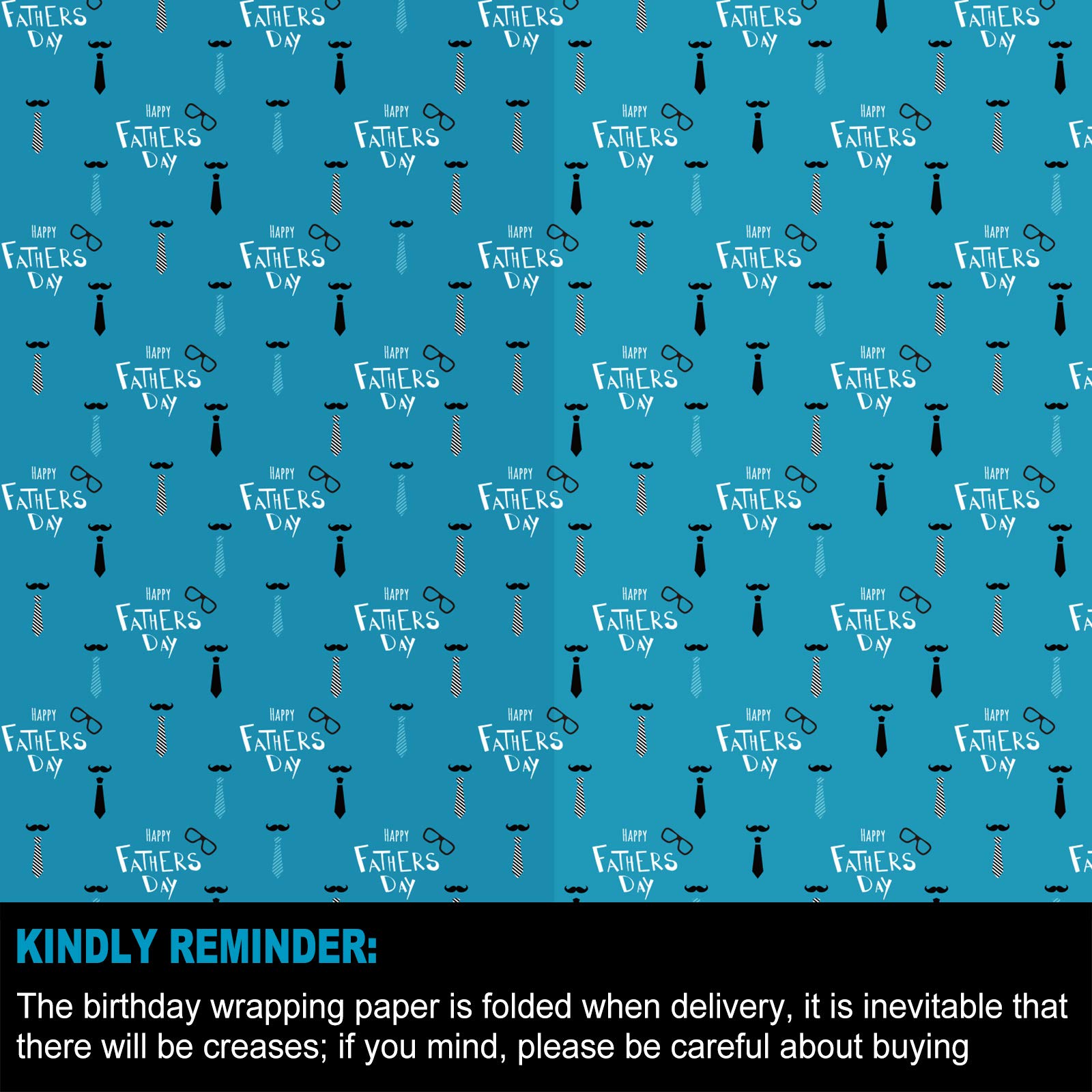 Premium PLULON 6-Sheet Gift Wrapping Paper Set - Blue Birthday, Father's Day, Valentine's & Anniversary Wrapping Paper for Men (19.3