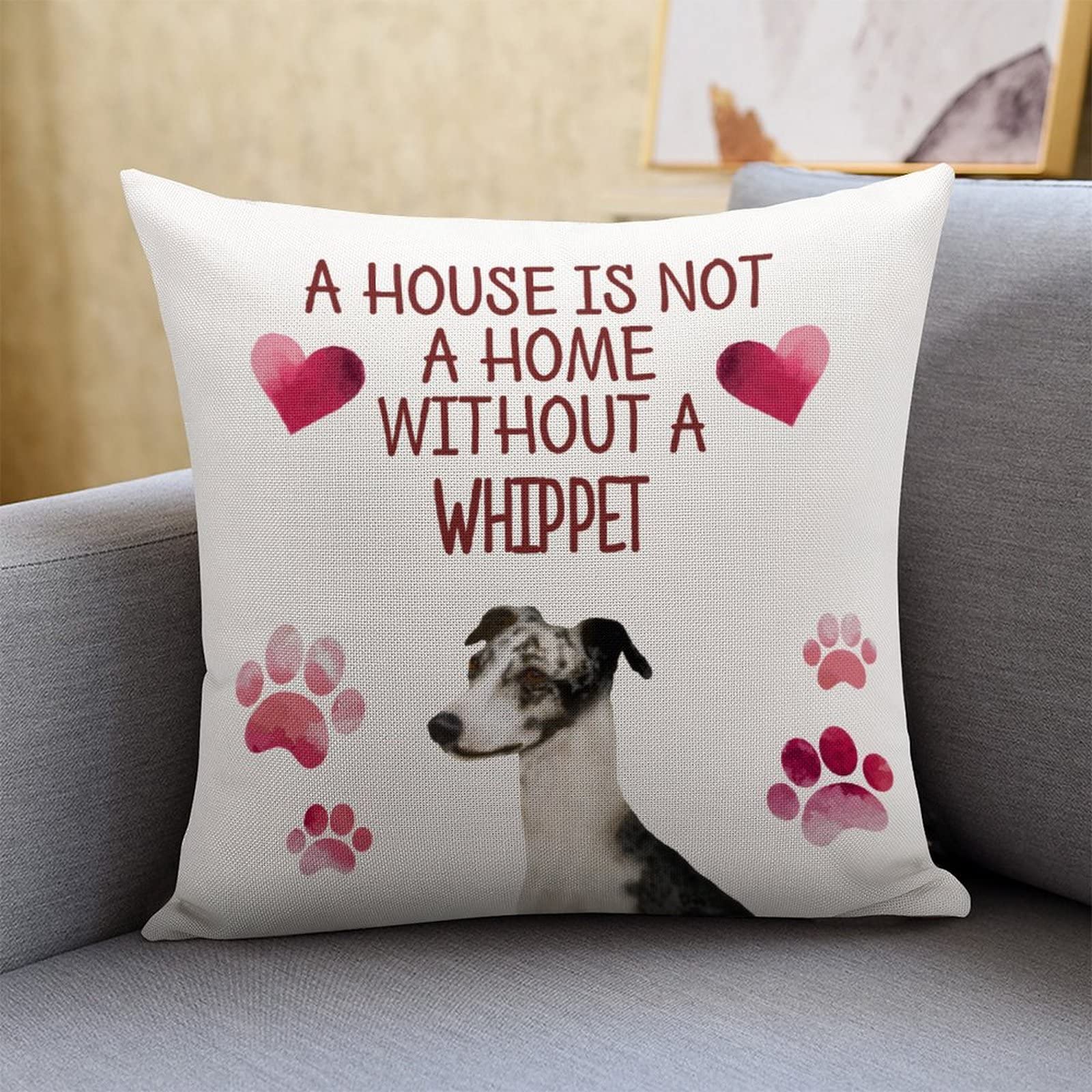 Whippet Pillow Cover 18x18 Inch - Funny Dog Lover Gift for Home Decor