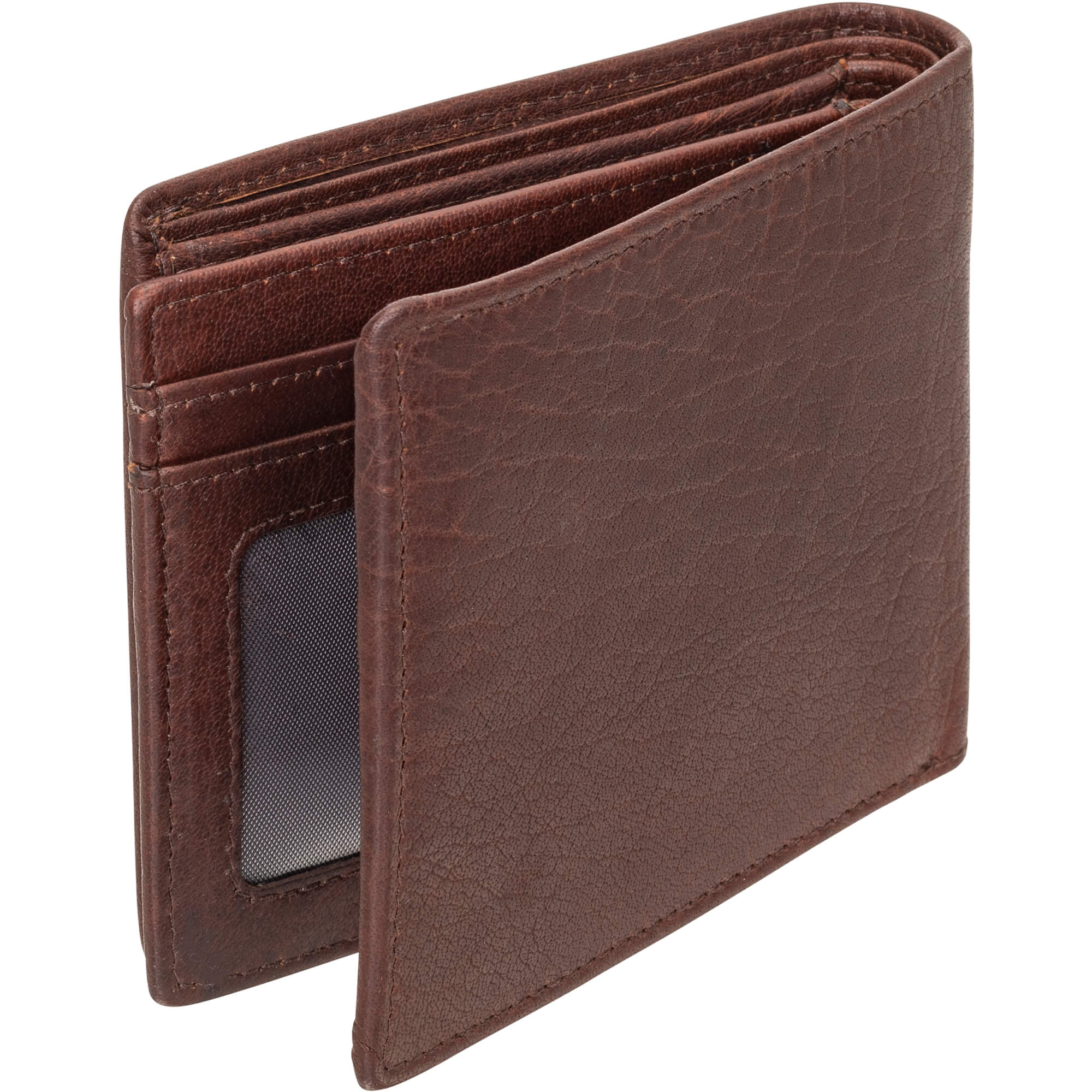 Mancini BUFFALO RFID Blocking Secure Center Wing Wallet with Coin Pocket - Slim Bifold Leather Wallet for Men, Travel & Everyday Use
