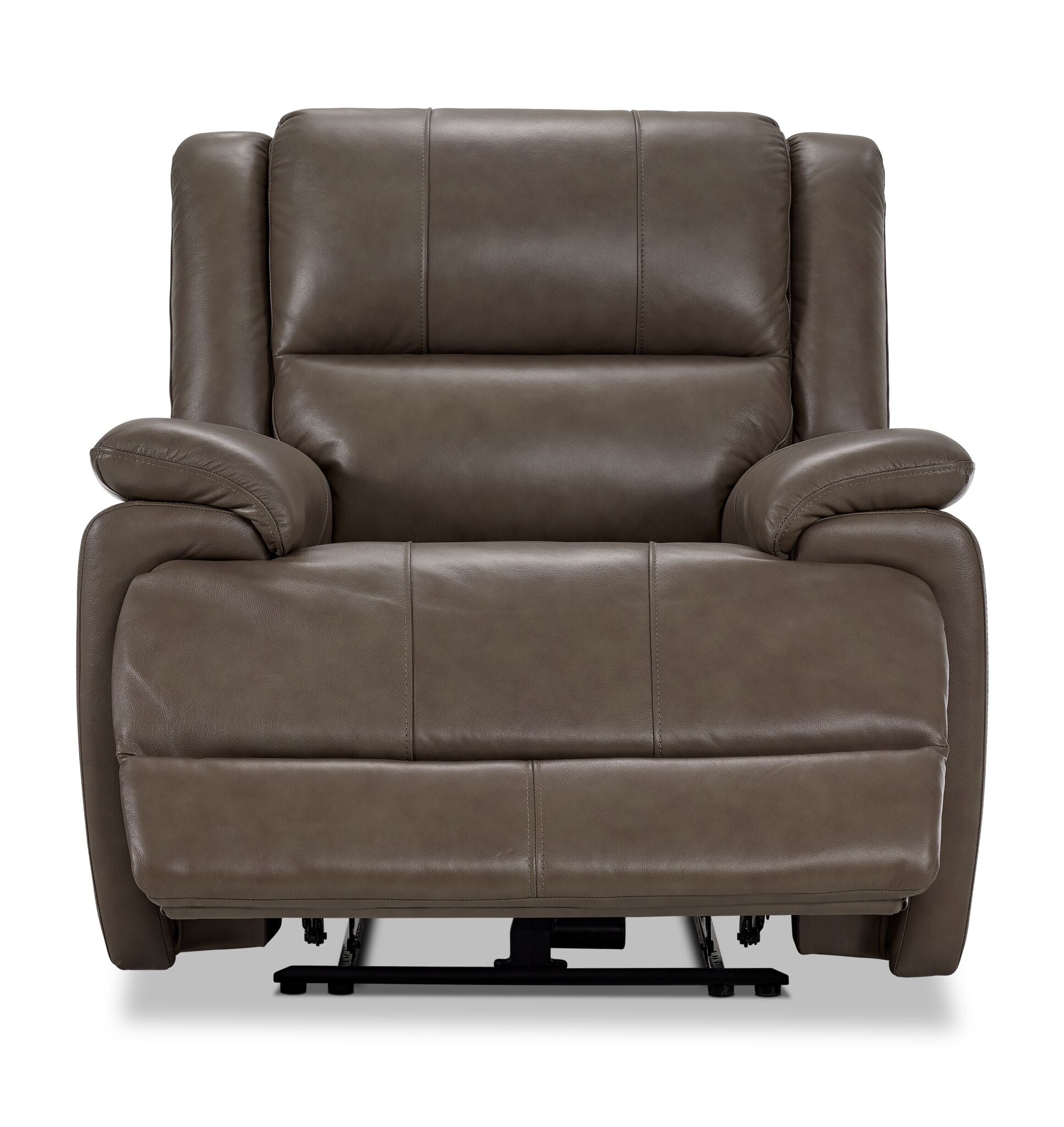 Allie Leather Dual Power Recliner Chair - Mocha Brown Genuine Leather Massage Recliner with USB Charger & Cup Holders - Perfect for Living Room, Home Theater & Office Relaxation
