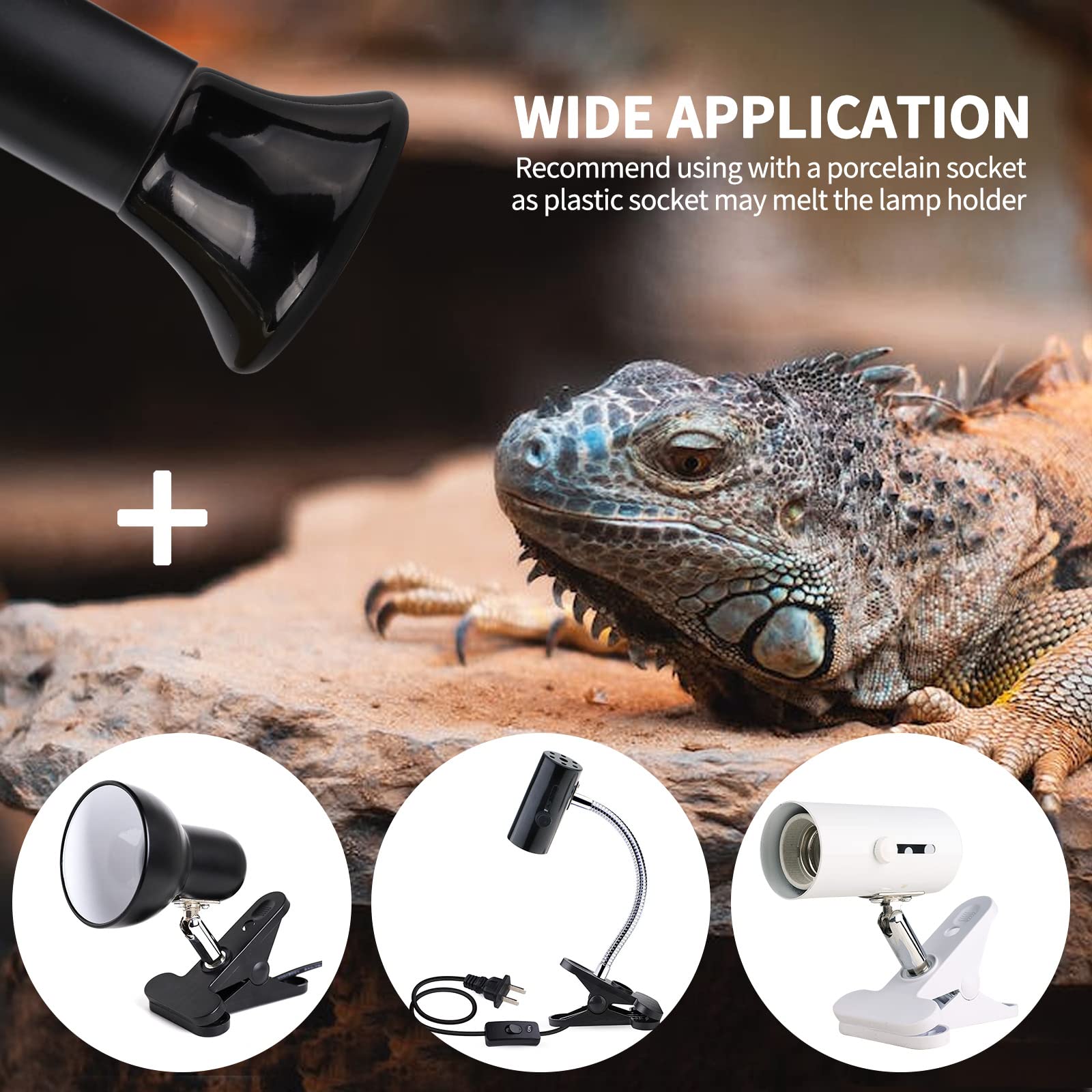 50W 4 Pack Mini Ceramic Heat Emitter Bulb - No Light Reptile Heat Lamp for Terrariums, Brooder Coops & Pet Habitats - Safe Heating for Lizards, Snakes, Frogs & Amphibians - Ideal for Nighttime Use & 24/7 Temperature Control