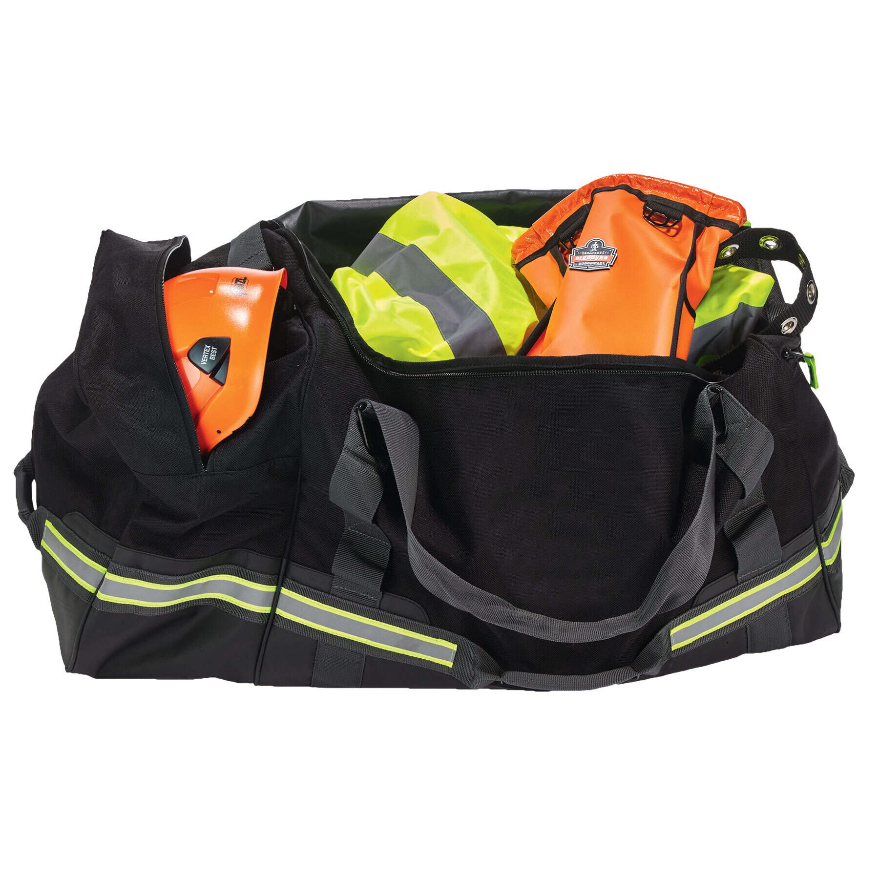 Ergodyne Arsenal 5008 Firefighter Turnout Gear & Safety Duffel Bag - Heavy Duty Black Fire Protection Equipment Storage for Firefighting, Fall Protection & Sports Gear | Ideal for Emergency Response, Work Safety & Outdoor Activities