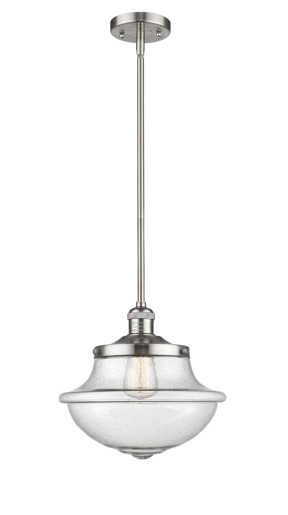 Oxford School House Collection 201S-SN-G542W Modern One Light Pendant - Elegant Lighting Fixture for Kitchen Island, Dining Room, or Entryway