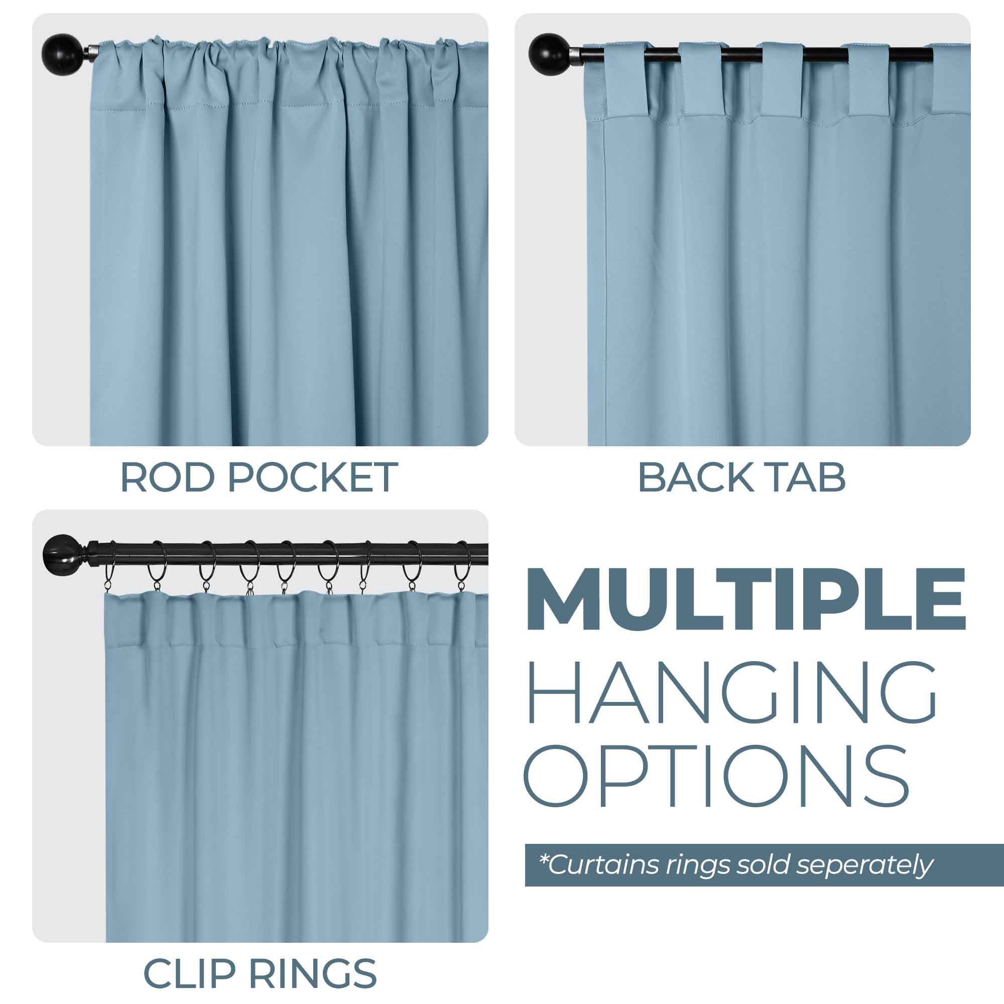Premium Blackout Curtains for Bedroom - Solid Room Darkening Window Drapes with Back Tabs (Set of 2 Panels) - Perfect for Home Theater, Nursery & Light Sleepers
