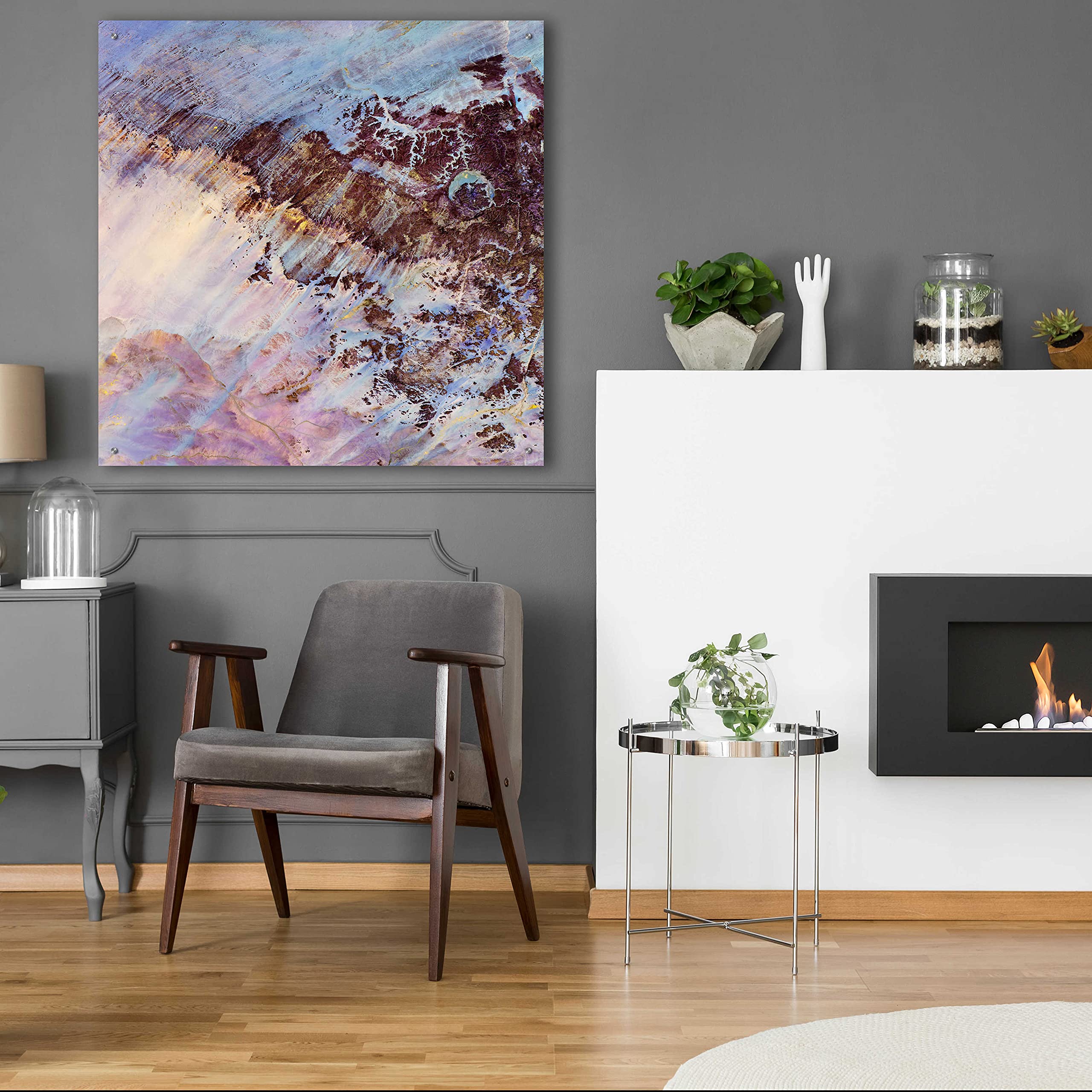 Earth as Art: Storm Amid the Calm - 36x36 Inch Modern Acrylic Glass Wall Decor - NASA-Inspired Landscape Painting for Living Room, Office & Bedroom