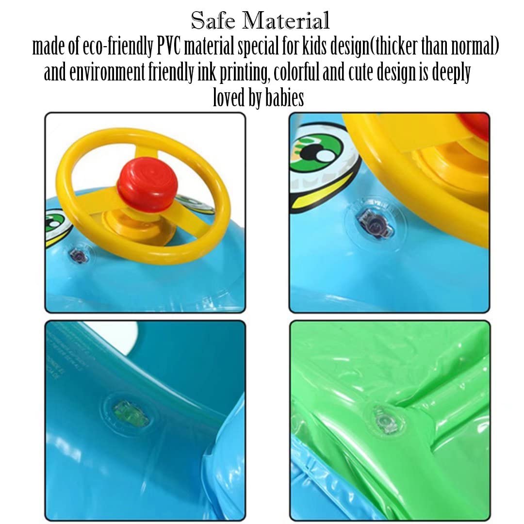Inflatable Baby Pool Float with Canopy & Steering Wheel - Sunshade Swim Ring Boat for Toddlers & Kids - Perfect for Summer Swimming, Beach Trips and Backyard Pool Fun