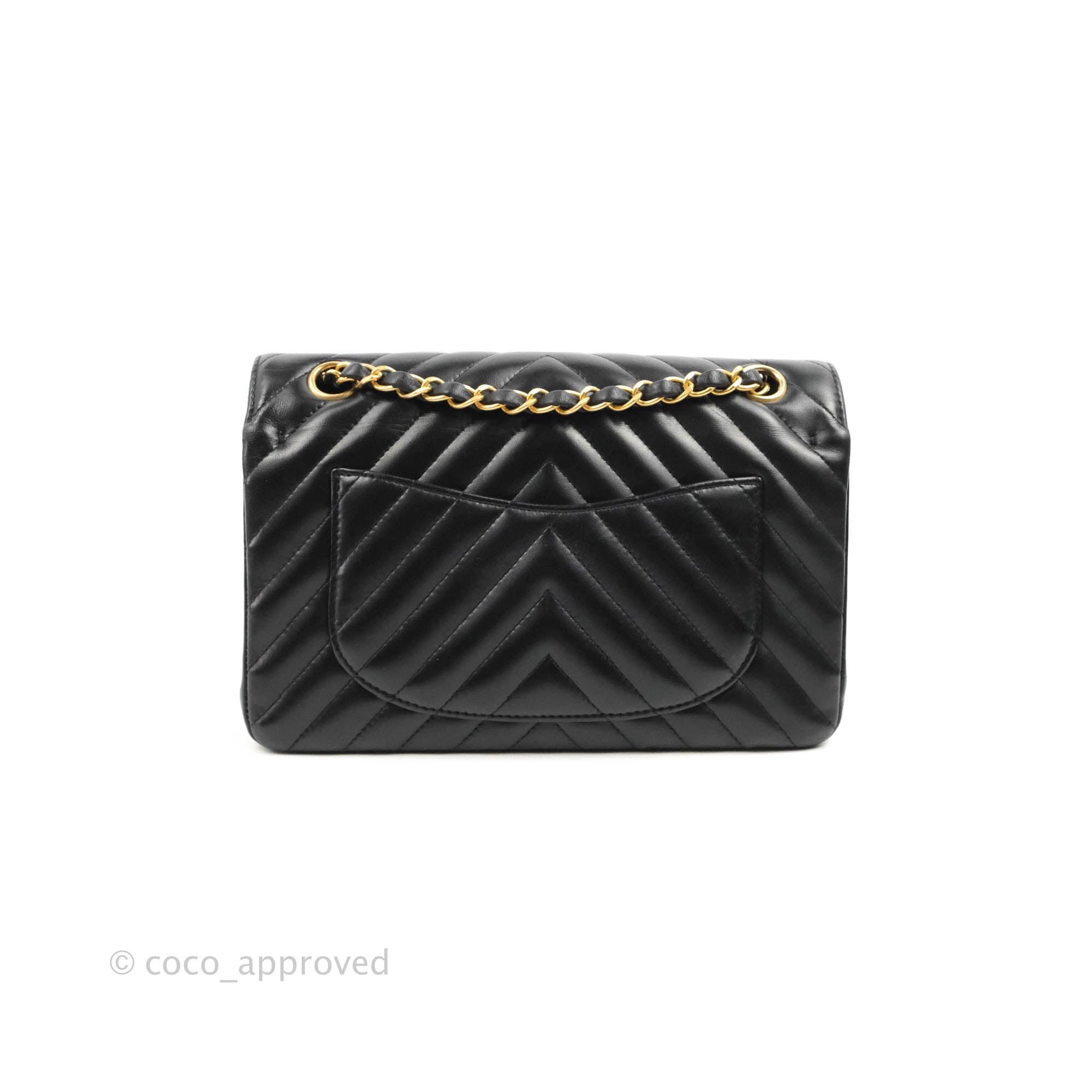 Chanel Classic Chevron Small Medium Double Flap Bag Black Lambskin Leather with Gold Hardware - Luxury Crossbody Purse for Women, Perfect for Date Night & Special Occasions