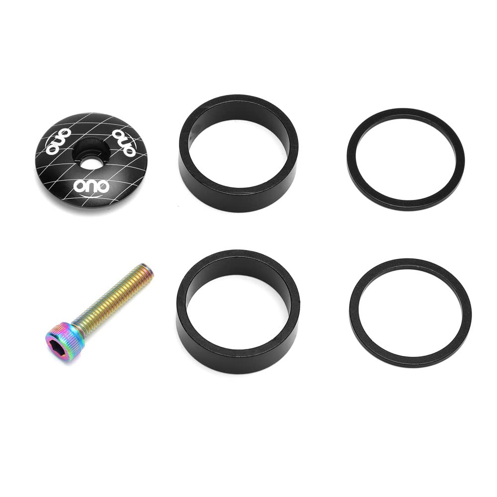 1 1/8 Inch Bicycle Headset Spacer Kit - 28.6mm Stem Top Cap with 2mm & 10mm Spacers, Headset Nut and Installation Screws - Perfect for MTB, Road Bike and BMX Upgrades