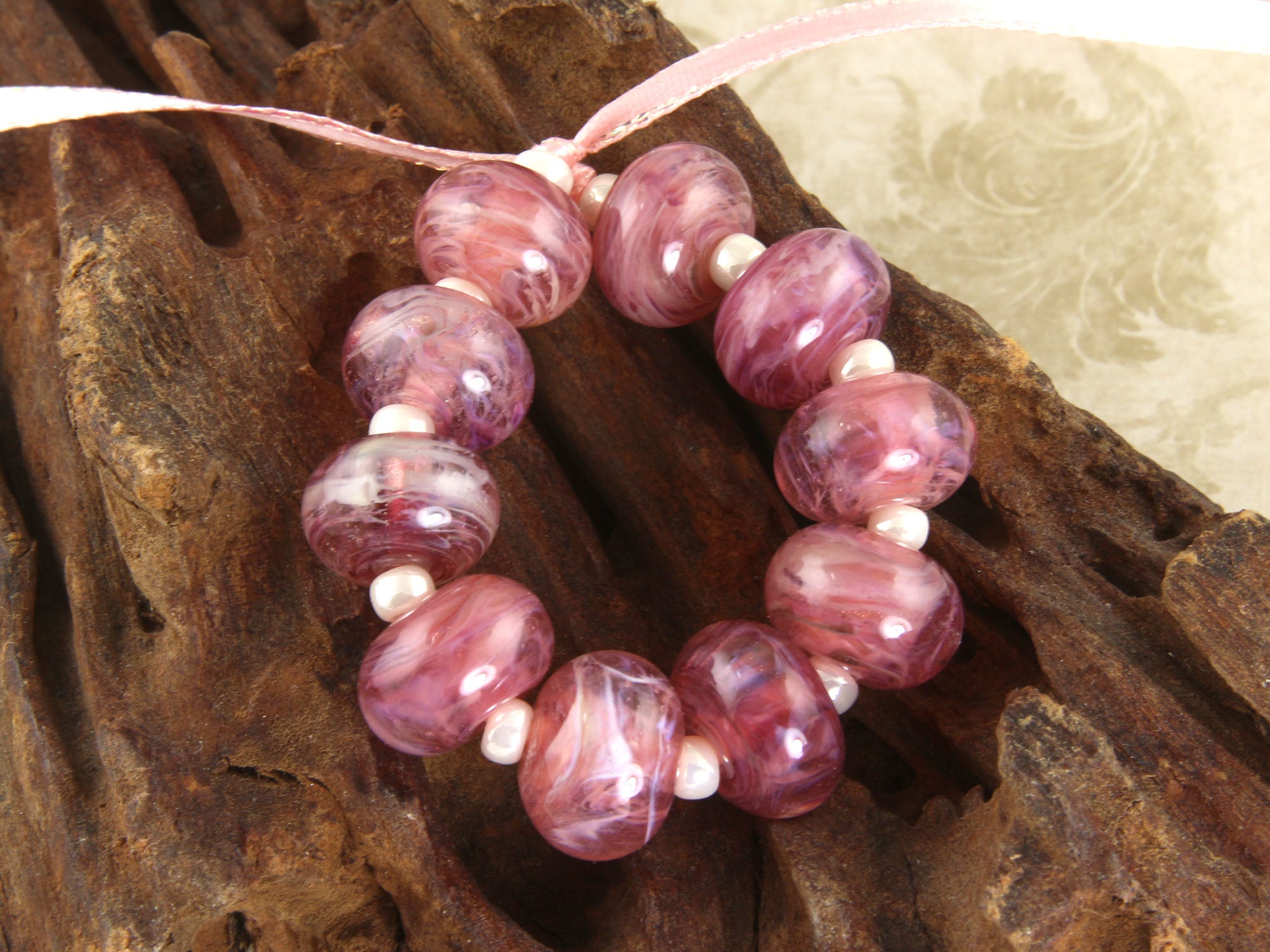 Rose Pink Shimmer Lampwork Glass Beads Set for Jewelry Making - DIY Bracelet, Necklace & Craft Projects - 100pcs SRA Certified Beads for Women's Accessories