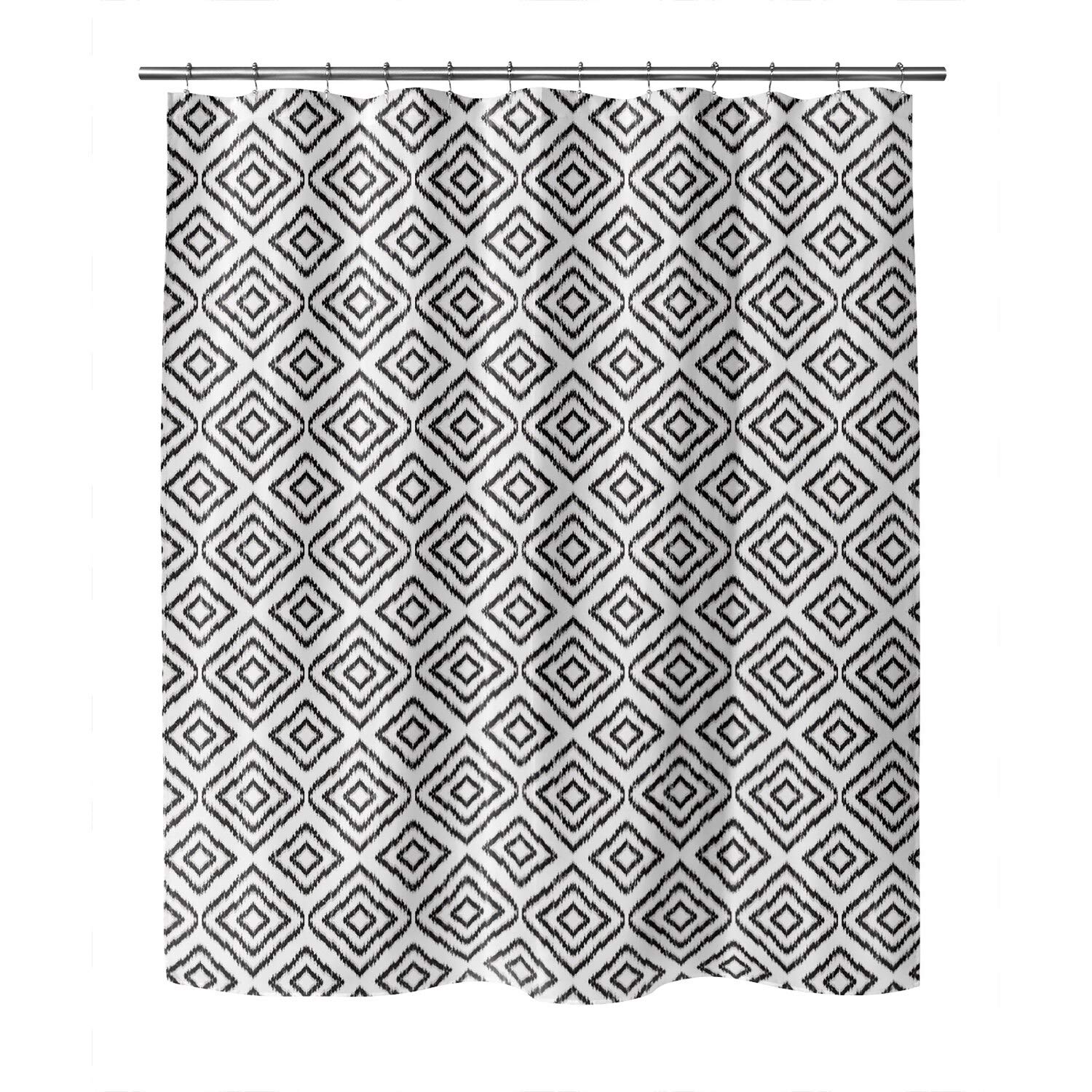 Stylish Black and White Geometric Bohemian Shower Curtain - Waterproof Polyester Bathroom Decor for Modern Eclectic Bathrooms | Perfect for Boho Chic, Farmhouse & Contemporary Bathroom Styles