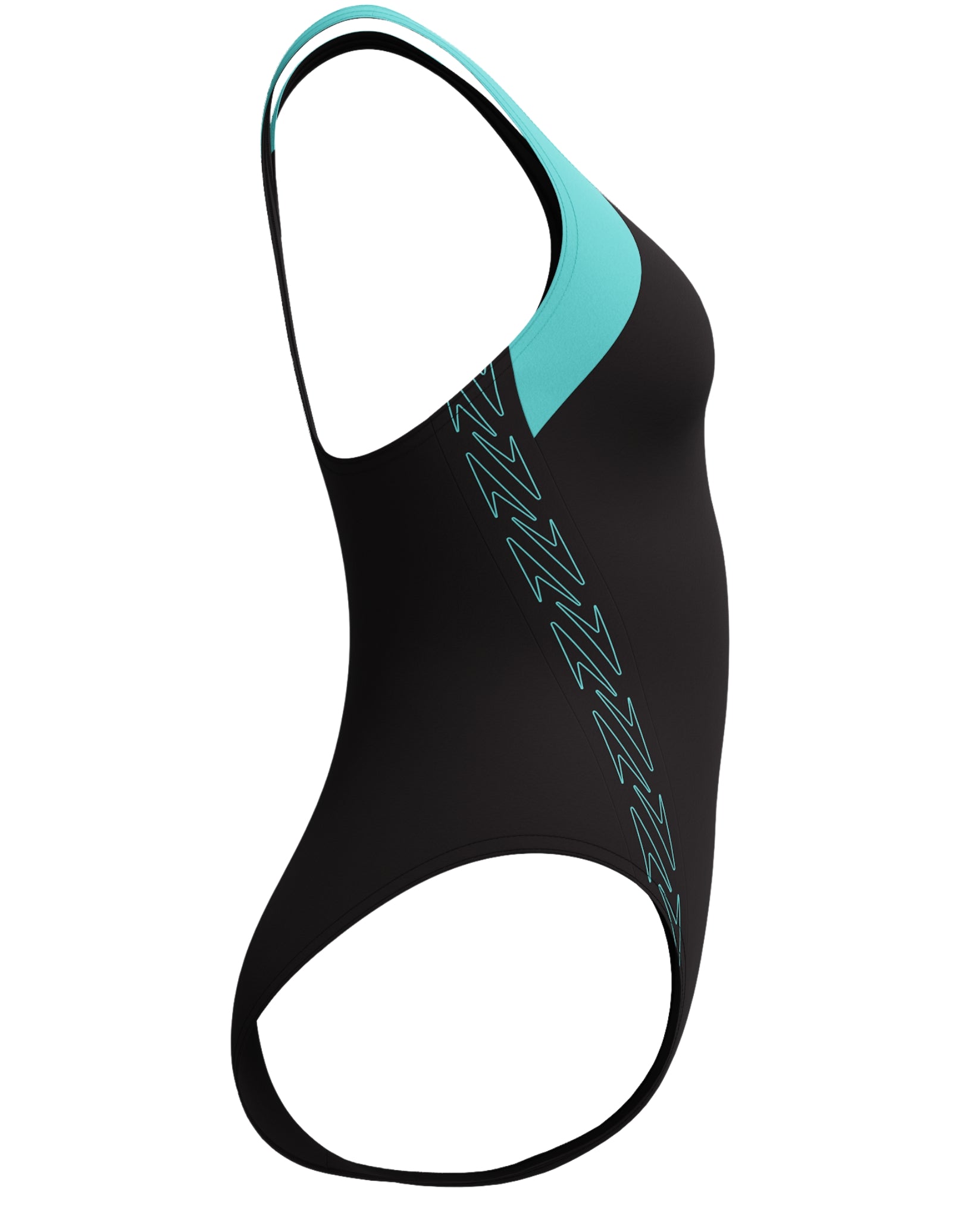 HyperBoom Splice Racerback Swimsuit - Black & Turquoise Two-Tone Women's Swimwear for Beach, Pool & Summer Vacation