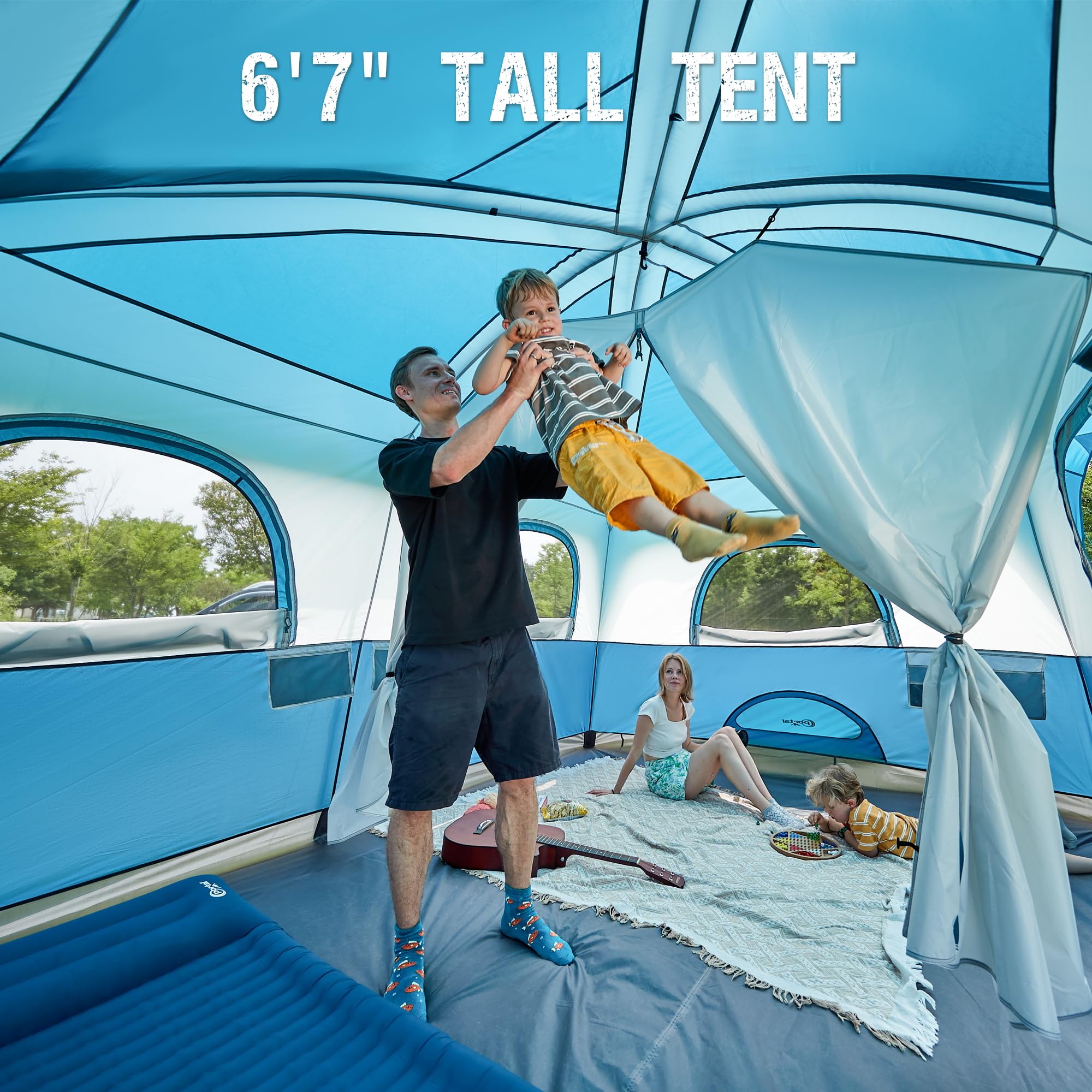 PORTAL 6 | 8 | 10 Person Family Camping Tent with Porch - Spacious Waterproof Tent with High Ceiling & Great Ventilation for Outdoor Adventures, Backyard Camping & Family Gatherings