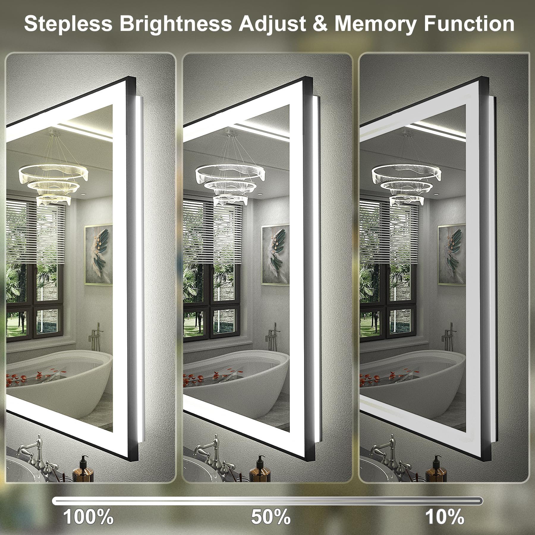20x28 Inch Dimmable LED Bathroom Mirror with Anti-Fog - Horizontal/Vertical Wall Mount Vanity Mirror with Backlit & Front Lighting - Perfect for Makeup, Shaving & Home Decor