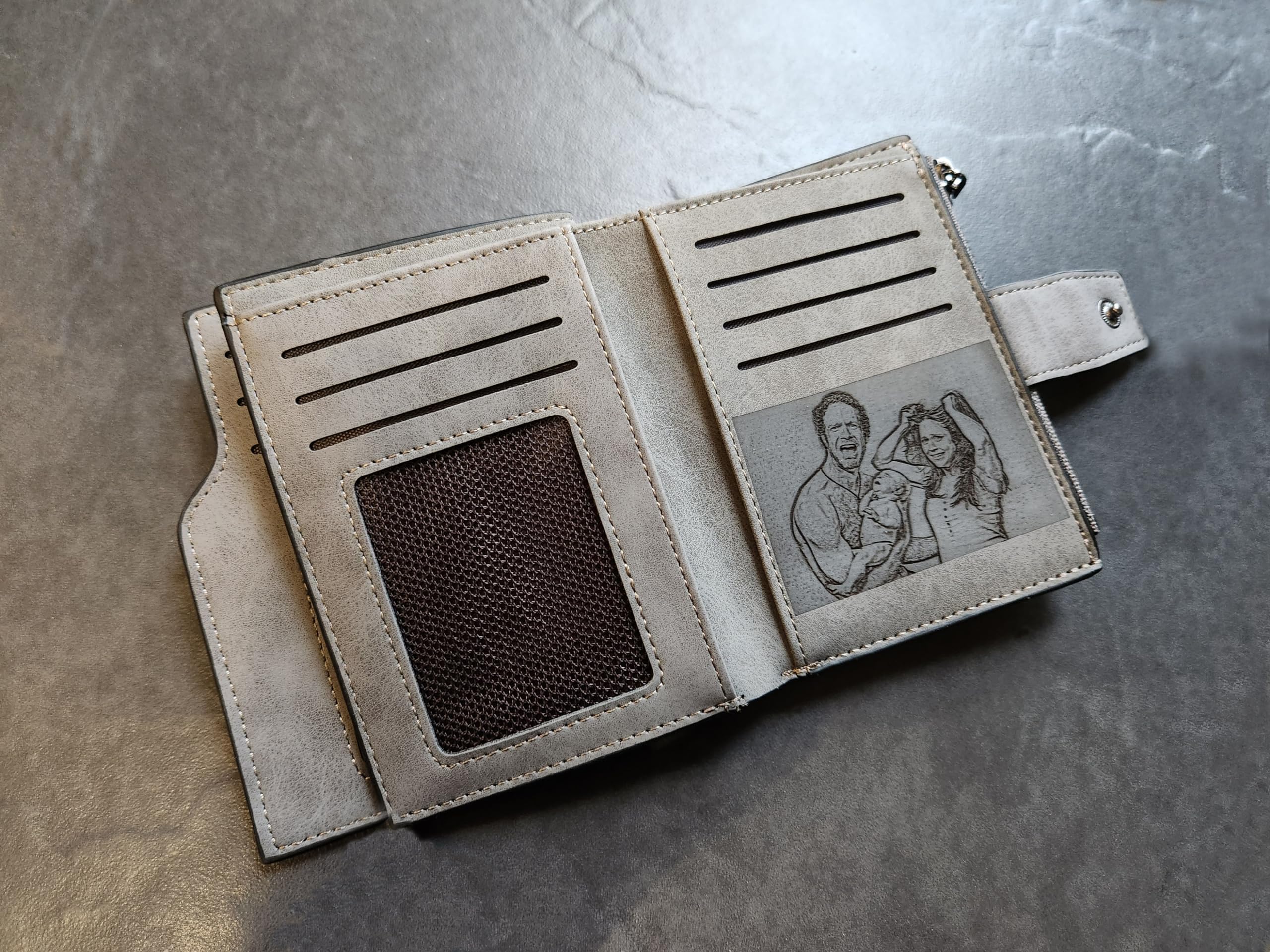 Personalized Photo Wallet for Women & Men - Custom Engraved Vegan Leather Zipper Purse - Unique Gift for Sister, Wife, Mum (Birthday, Anniversary) - Perfect for Everyday Use & Special Occasions