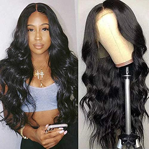 13x5x1 Lace Front Human Hair Wig with Baby Hair - 150% Density Body Wave 28 Inch T Part Lace Wig for Women - Natural Black Hairline - Perfect for Daily Wear, Parties, Cosplay and Special Occasions