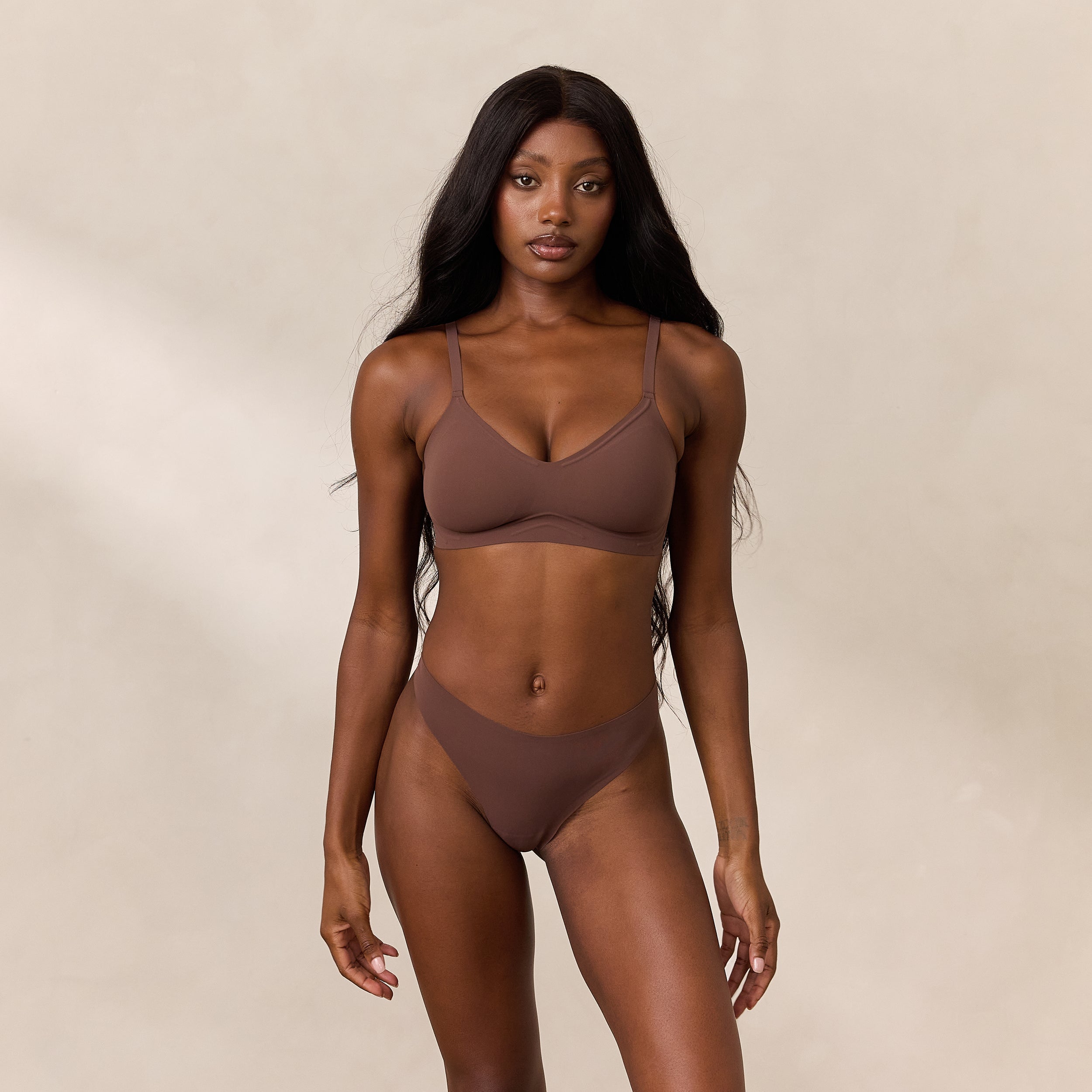 Everyday Flex Bralette - Comfortable Wireless Bra in Cocoa for Yoga, Lounge & Sleep | Seamless Support for Women