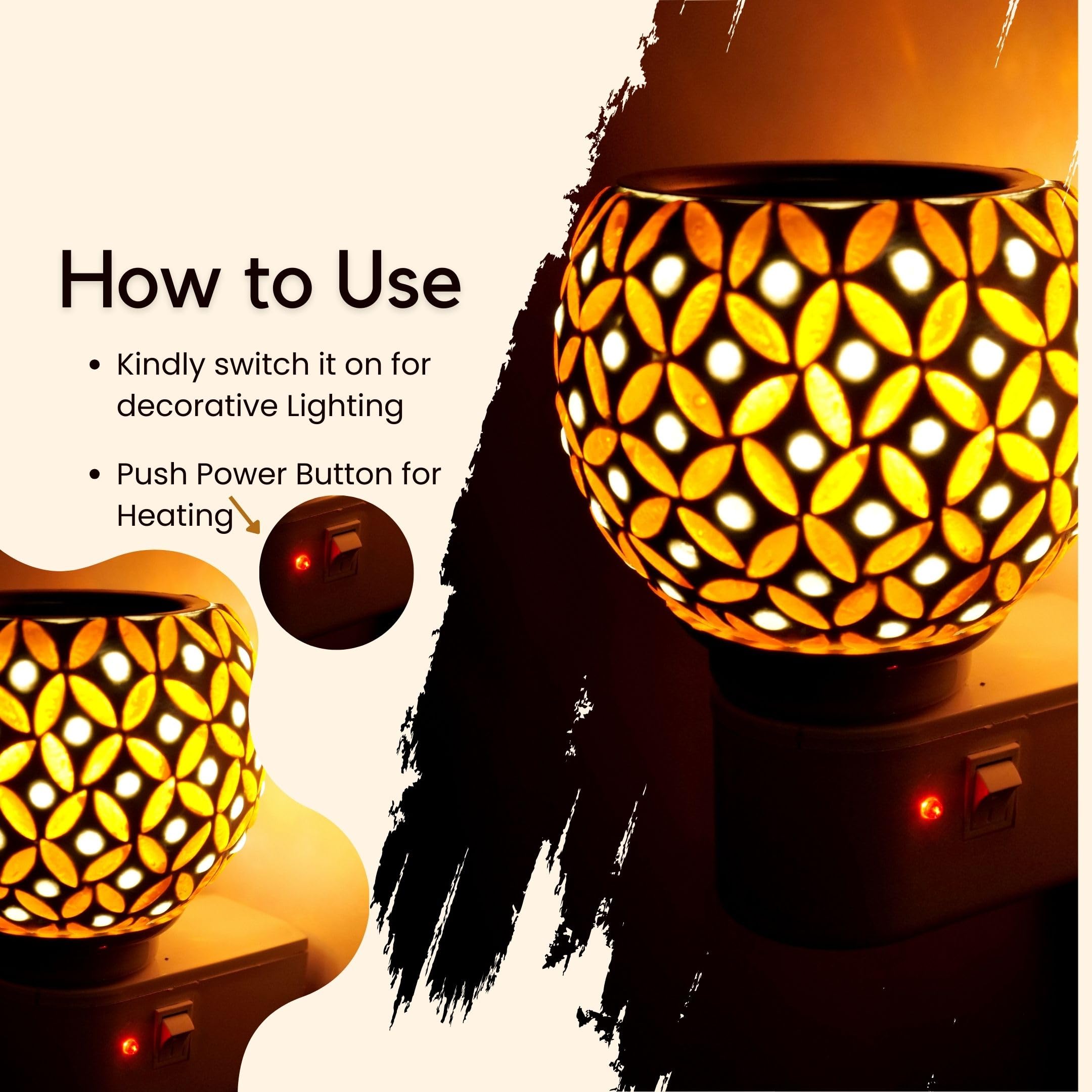 Premium Ceramic Aroma Diffuser & Night Light - Essential Oil Warmer with On/Off Switch, Multi-Functional Camphor Burner for Home, Yoga, Spa & Bedroom Relaxation