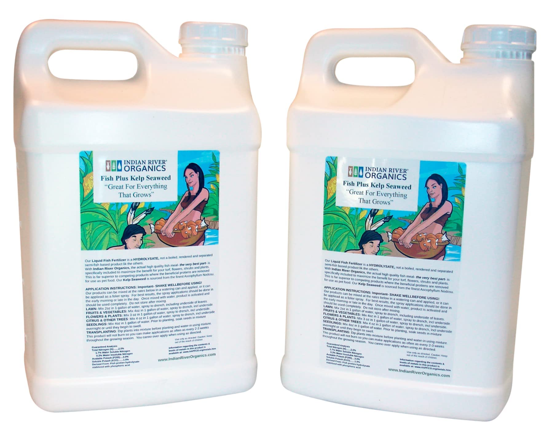 Organic Fish & Kelp Blend Liquid Fertilizer (5 Gallons) - OMRI Listed Plant Food for Lawns, Flowers, Shrubs, Vegetables & Fruit Trees | Promotes Growth for Indoor & Outdoor Plants, Gardens & Landscaping