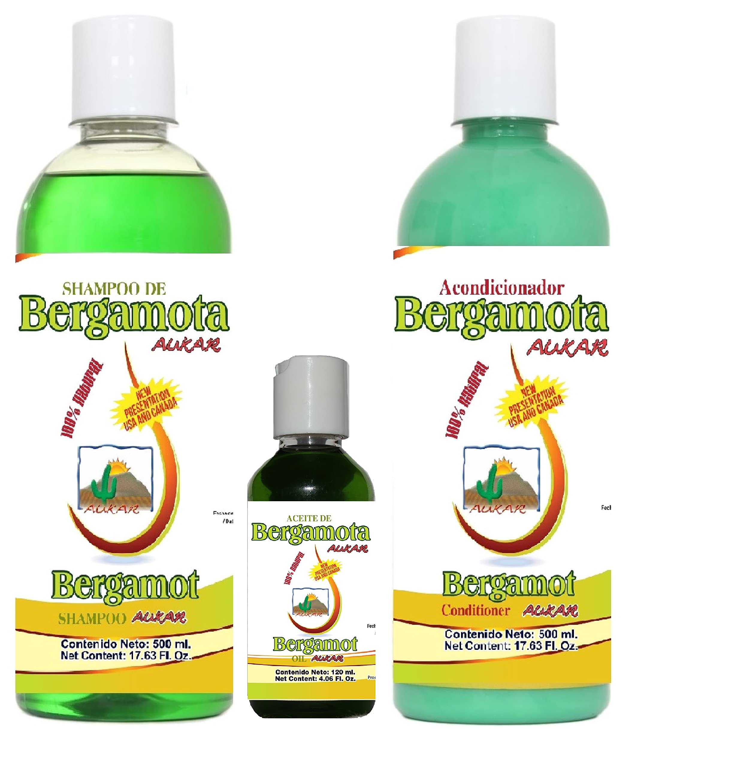 100% Natural Bergamot Shampoo & Conditioner Set with Bergamot Oil for Hair Regrowth - Moisturizing Treatment for Dry Hair, Adds Volume, Thickness & Shine - Perfect for Damaged Hair Care & Scalp Nourishment