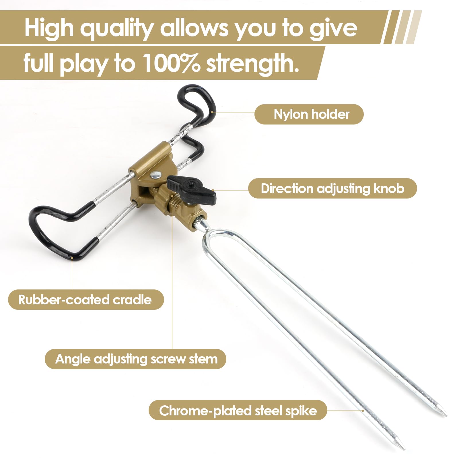 **Universal Adjustable Fishing Rod Holder with Alarm Bells - Dual-Purpose Hand & Sea Ground Plug for Bank Fishing | Perfect for Shore, Boat & Ice Fishing**