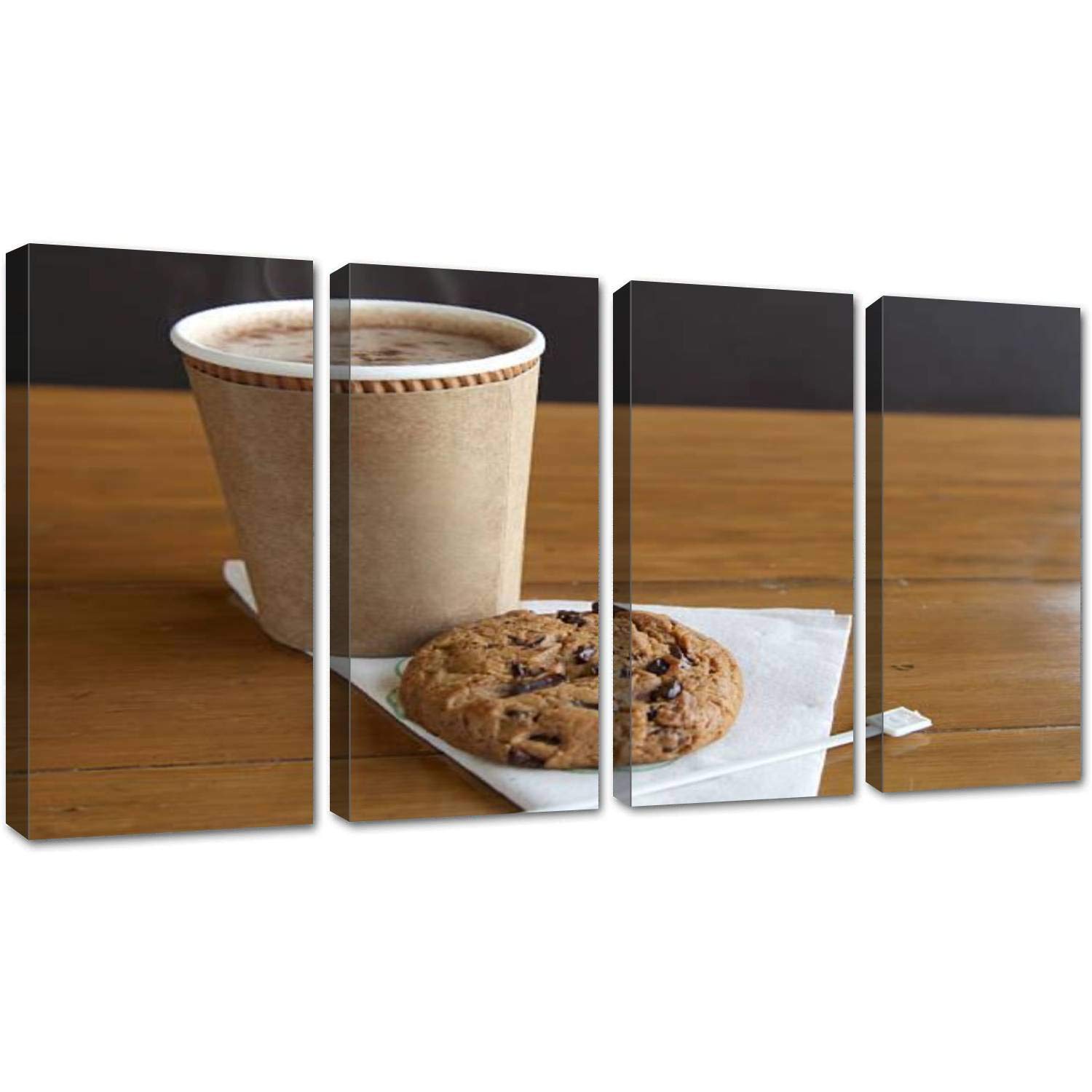 4-Piece Canvas Wall Art Set - Coffee & Cookie Themed Modern Painting Prints for Home Decor | Ready to Hang 12x23.7 Inch | Perfect for Living Room, Bedroom & Kitchen Decor | Wall Art for Coffee Lovers & Cozy Spaces