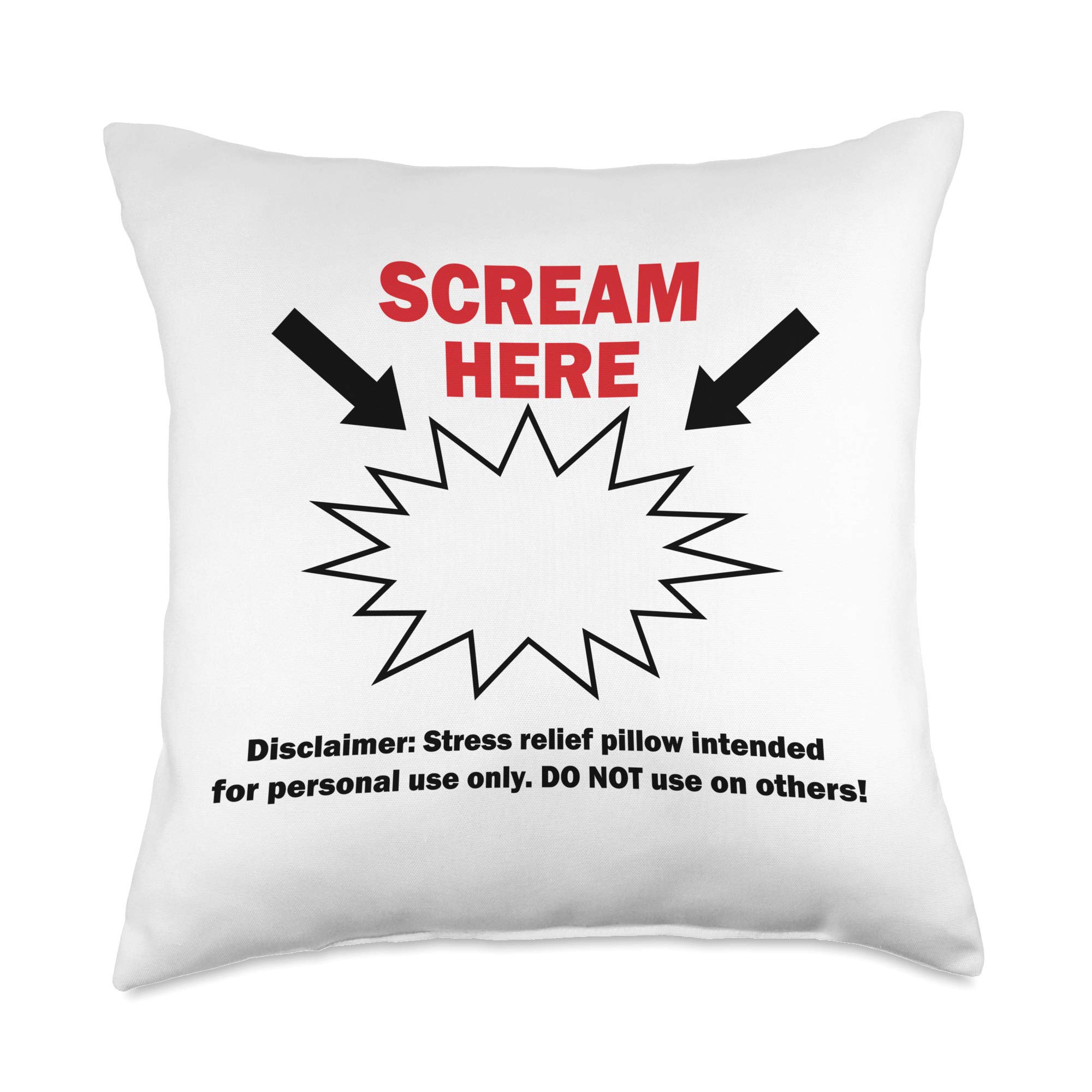 Funny Scream Here Gag Gift Throw Pillow - Decorative Couch Pillow for Living Room, Office Prank & Home Decor