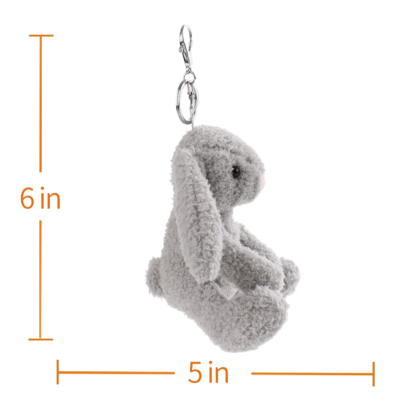 Soft Gray Bunny Rabbit Plush Stuffed Animal Keychain - Cute Apricot Lamb Toy for Kids (6 Inches) - Perfect for Bags, Purses, Backpacks & Handbags | Adorable Gift for Birthdays & Travel Accessories