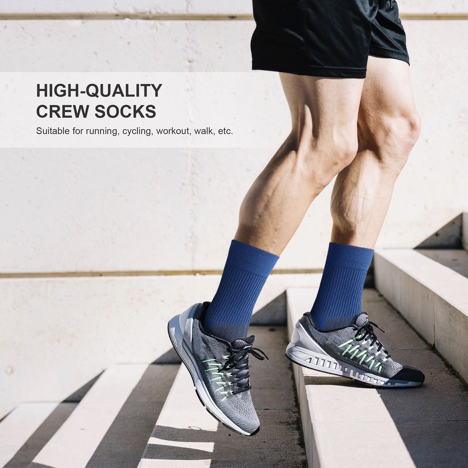GECKOMAN x PAPLUS Compression Athletic Crew Socks for Men & Women - Moisture-Wicking Performance Socks for Running, Hiking & Sports - Best Workout Socks for Athletes