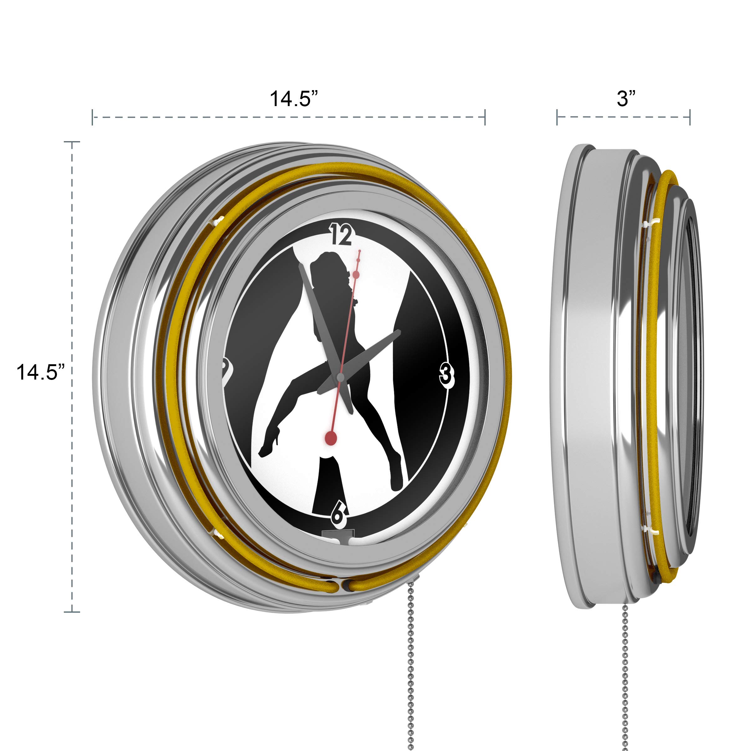 Shadow Babes C Series Neon Clock with Dual Rings - Yellow Wall Clock for Bedroom, Living Room, and Gaming Room Decor