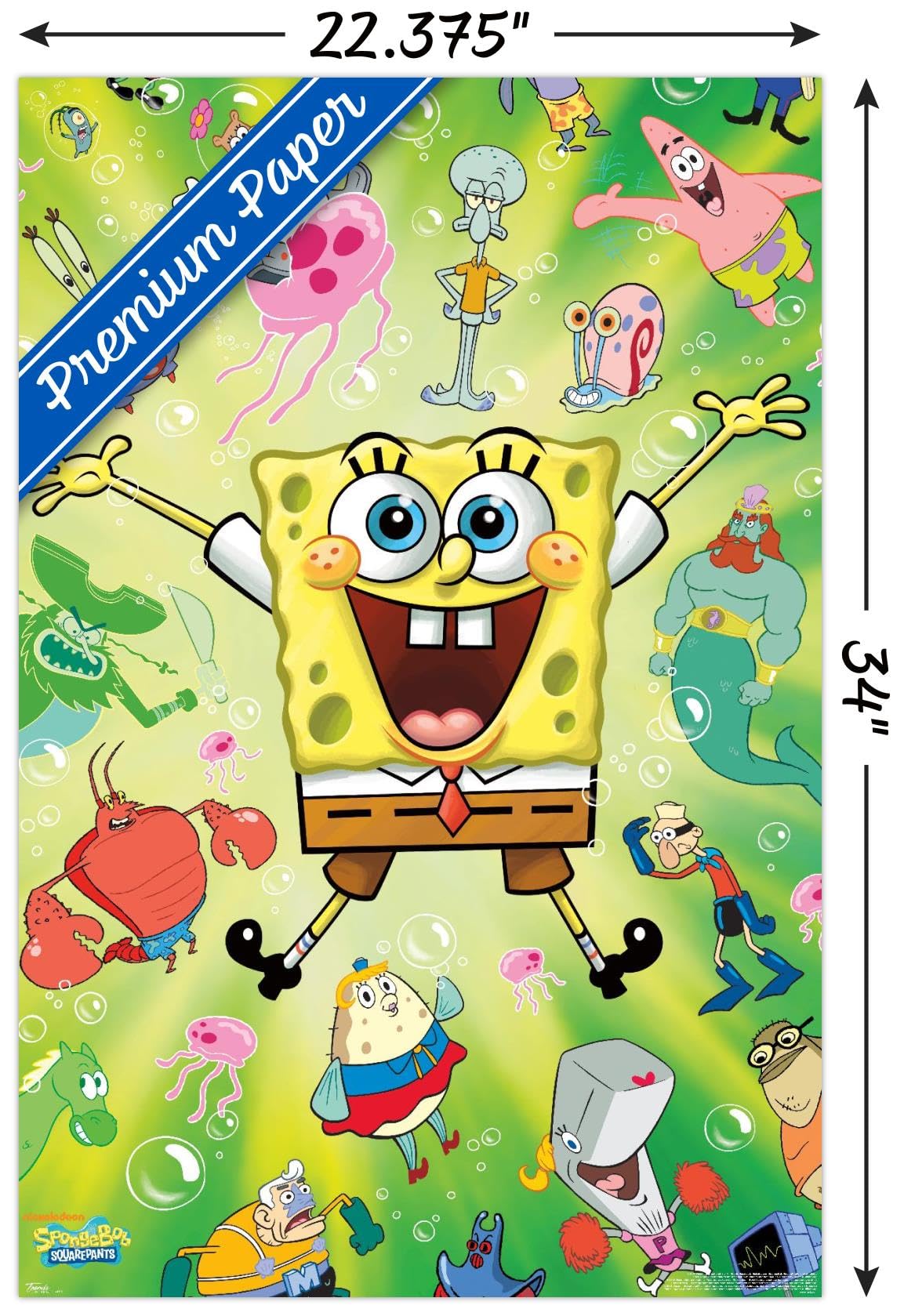 Trends International Nickelodeon SpongeBob SquarePants Burst Wall Poster - 22.375 x 34 Inches Premium Poster & Clip Bundle - Perfect for Kids' Bedroom, Game Room & Classroom Decor