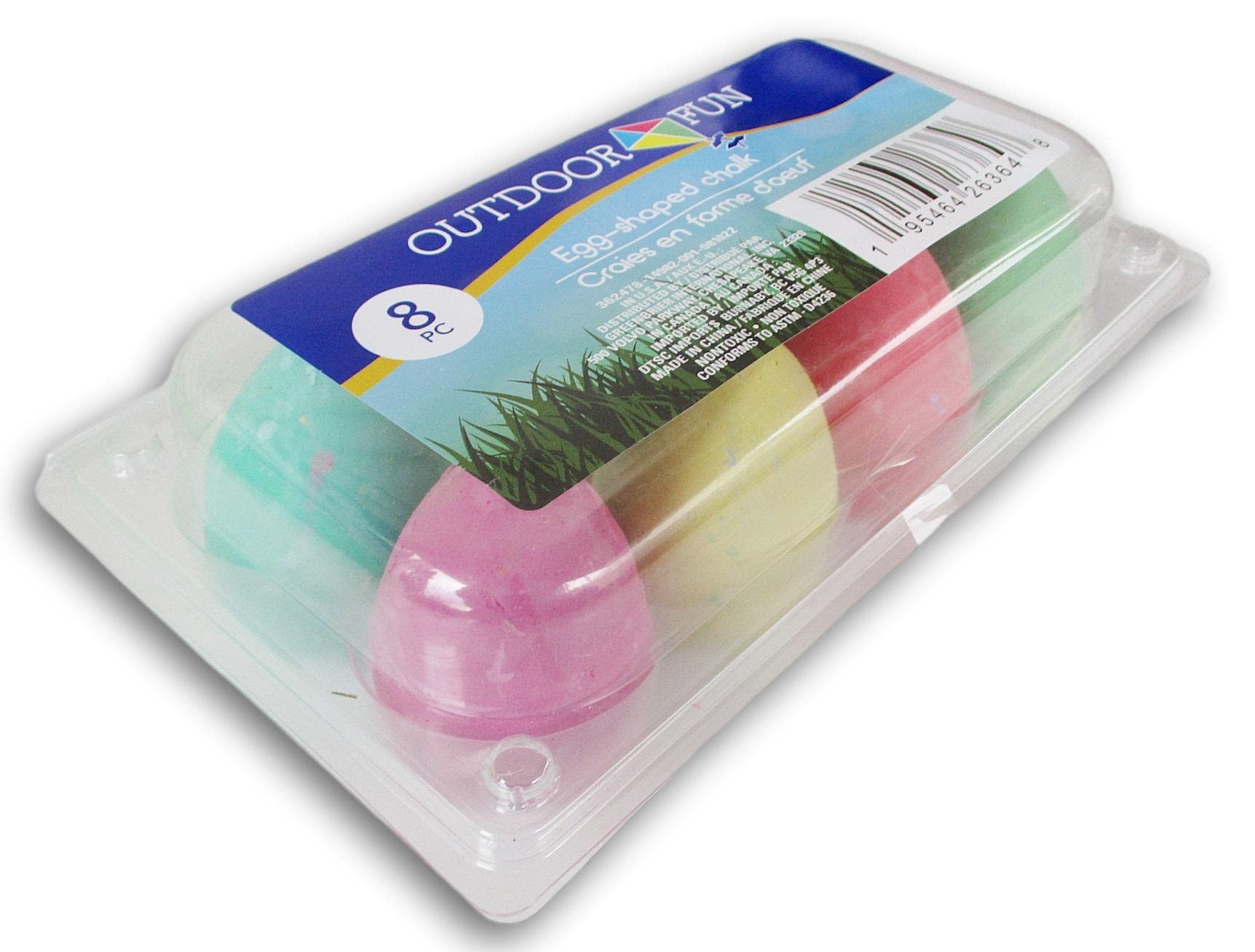 Vibrant Easter Egg-Shaped Sidewalk Chalk - 8 Pack | Non-Toxic Outdoor Fun for Kids, Easter Egg Hunts & Springtime Creativity