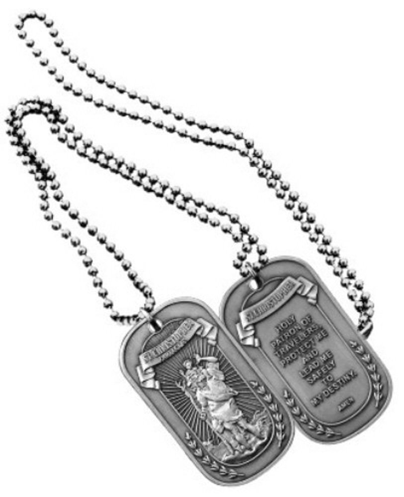 EAGLE CREST St. Christopher Dog Tag - Religious Necklace for Men & Women - Perfect for Travel Protection & Everyday Wear