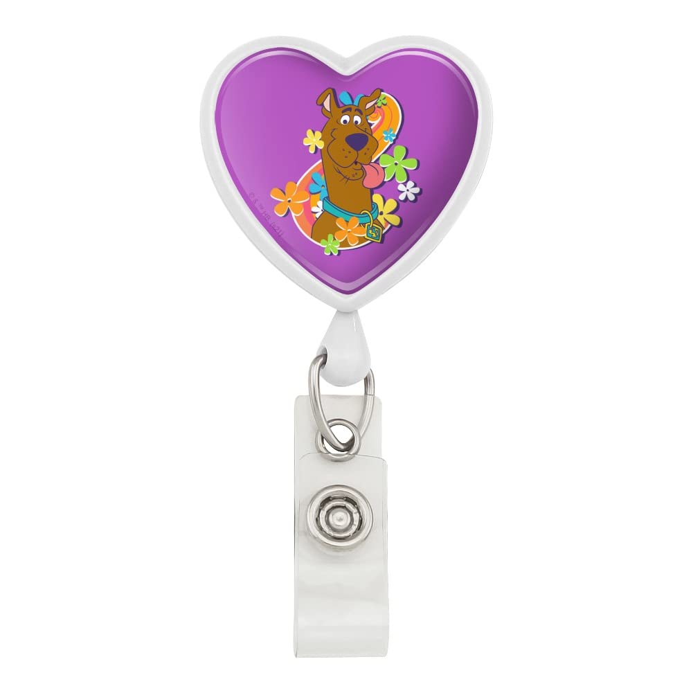 Groovy Scooby-Doo Heart Lanyard Retractable Reel Badge ID Card Holder - Fun Cartoon Character Accessory for Work, School, Conventions & Events