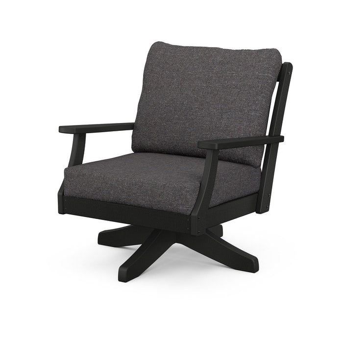 POLYWOOD Braxton Deep Seating Swivel Chair - All-Weather Outdoor Patio Furniture - Perfect for Poolside, Deck, Garden & Backyard Relaxation