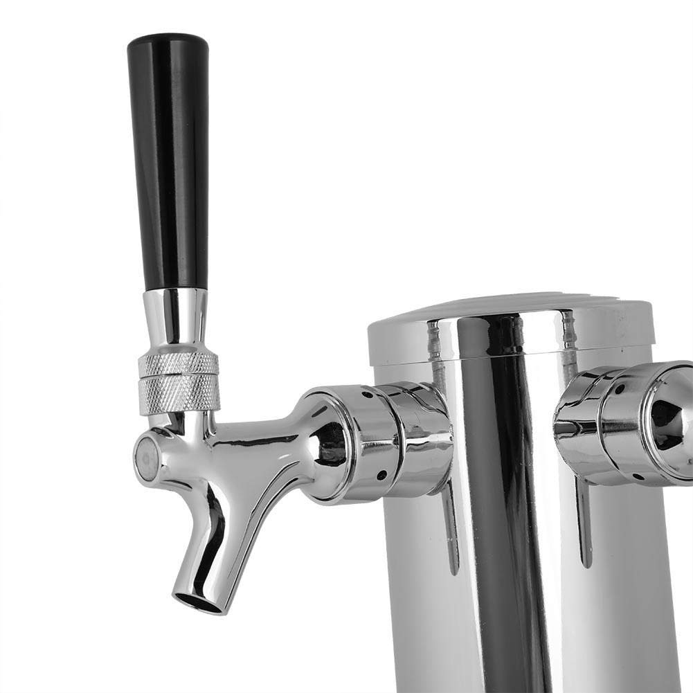 Stainless Steel Beer Dispenser - Commercial Grade Draft Beer Kegerator Tower Kit with Dual Faucet Tap, 2 Hose Beer Tower System for Home Bars, Pubs & Parties | Perfect for Serving Beer, Soda & Cold Beverages