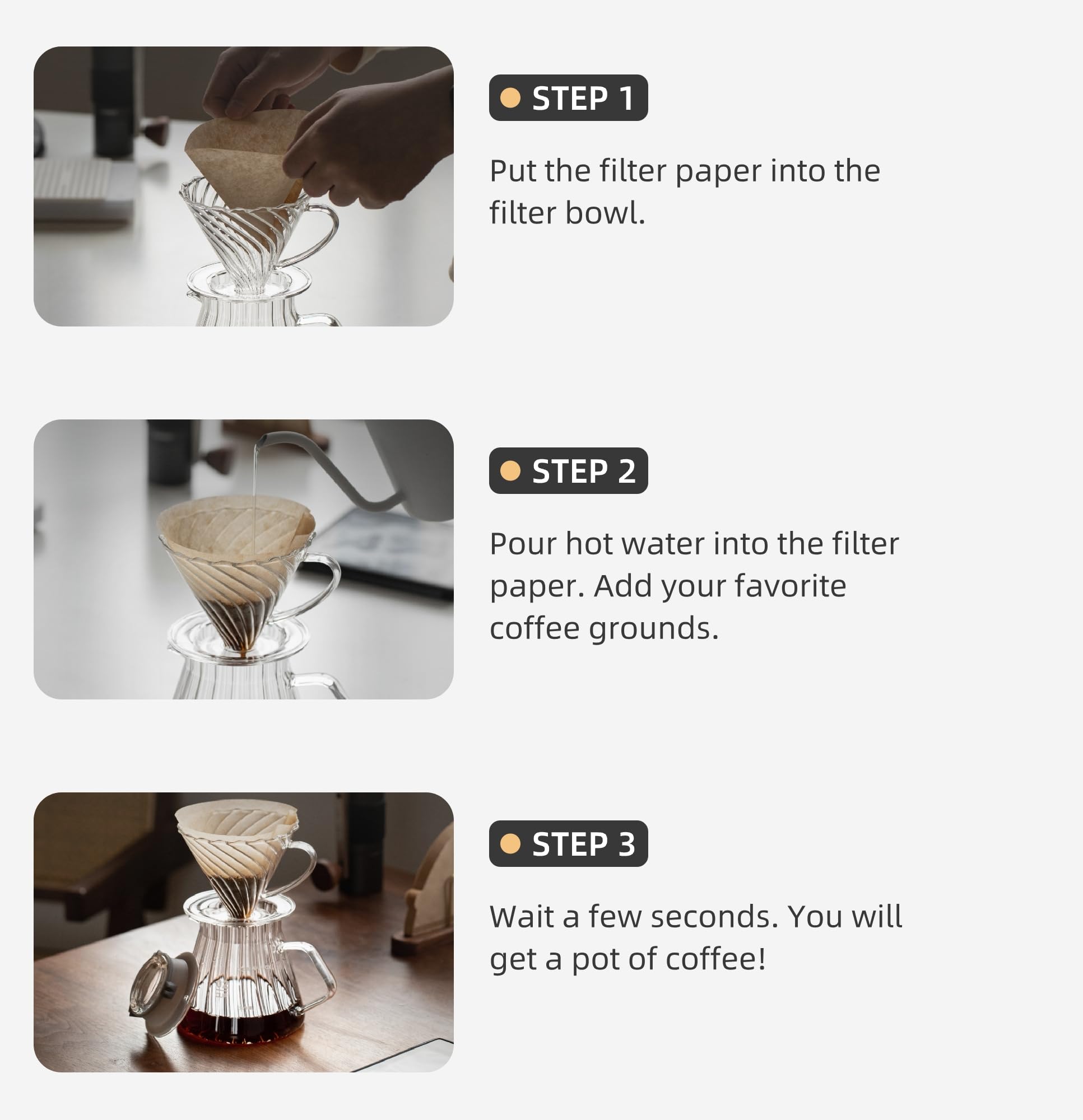 Premium Borosilicate Glass Coffee Dripper - Reusable Pour Over Coffee Maker with Handle for Slow Brewing | Perfect for Home, Office, Travel & Cafe Use | Single Cup to 4 Cup Capacity (#02 Size) | Ideal for Coffee Enthusiasts & Baristas