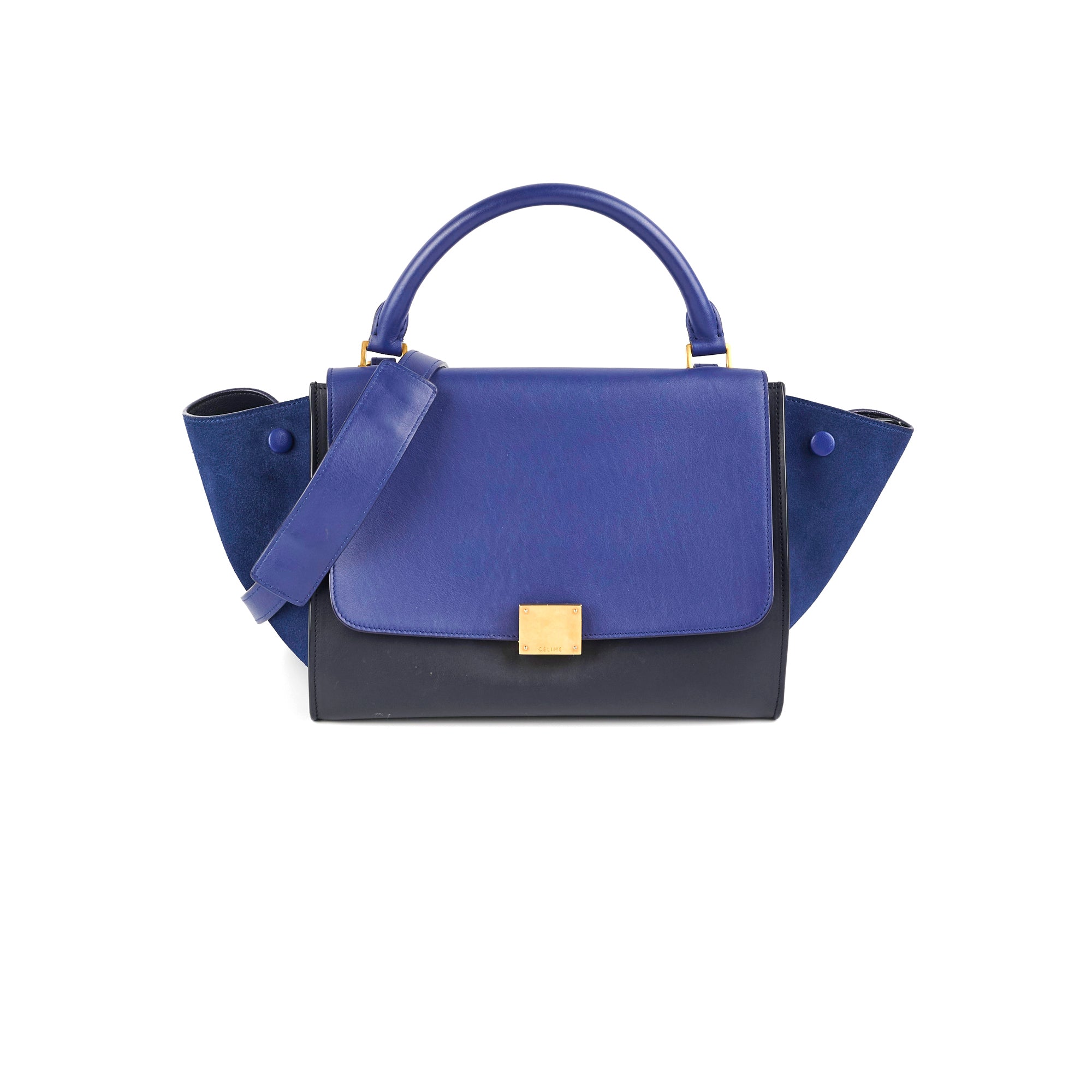 Celine Small Trapeze Handbag in Blue & Black - Stylish Crossbody Bag for Women | Perfect for Work, Travel & Evening Events