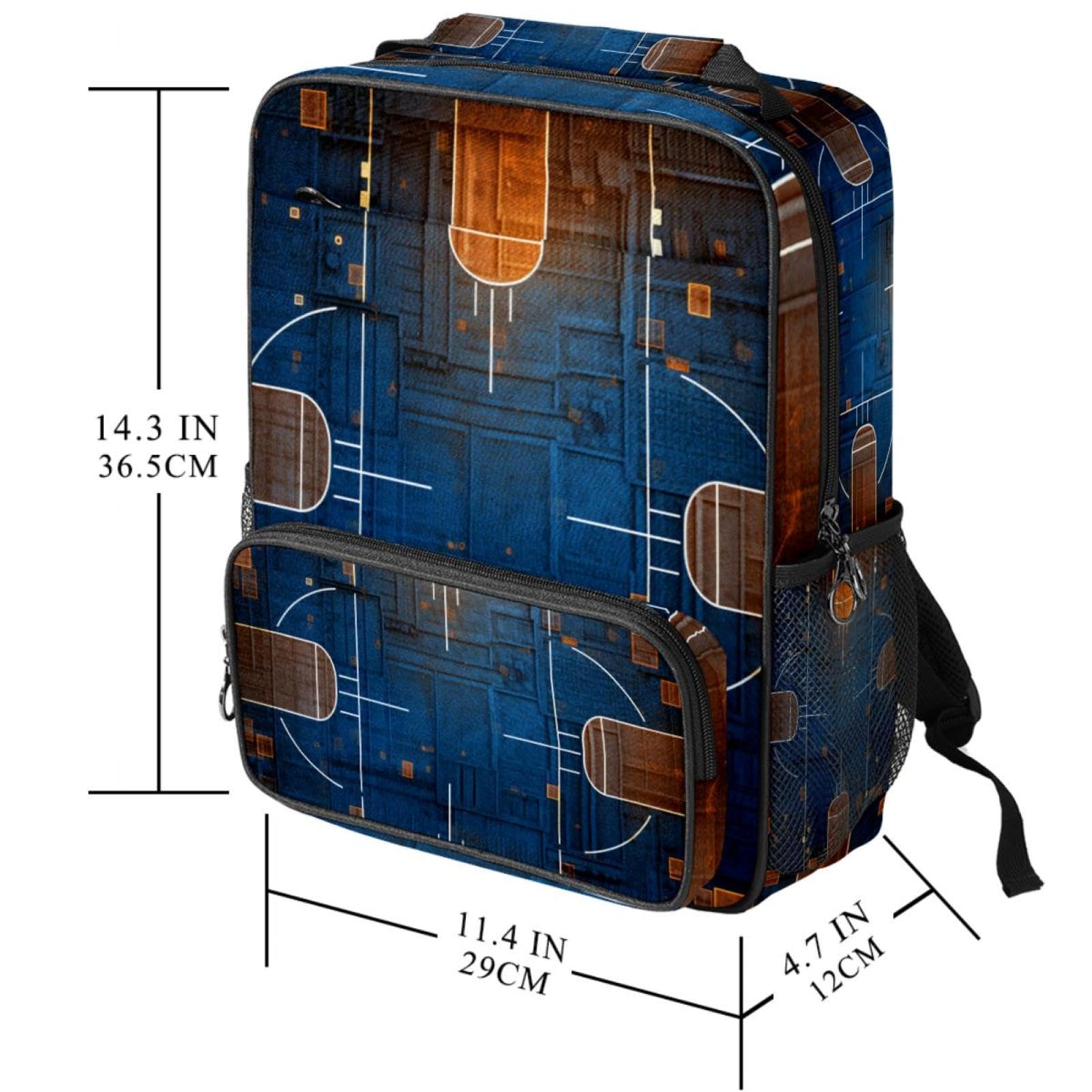 Stylish Unisex Travel Backpack - Durable Basketball Court Design Backpack for Women & Men - Perfect for Commuting, Gym, School & Outdoor Adventures