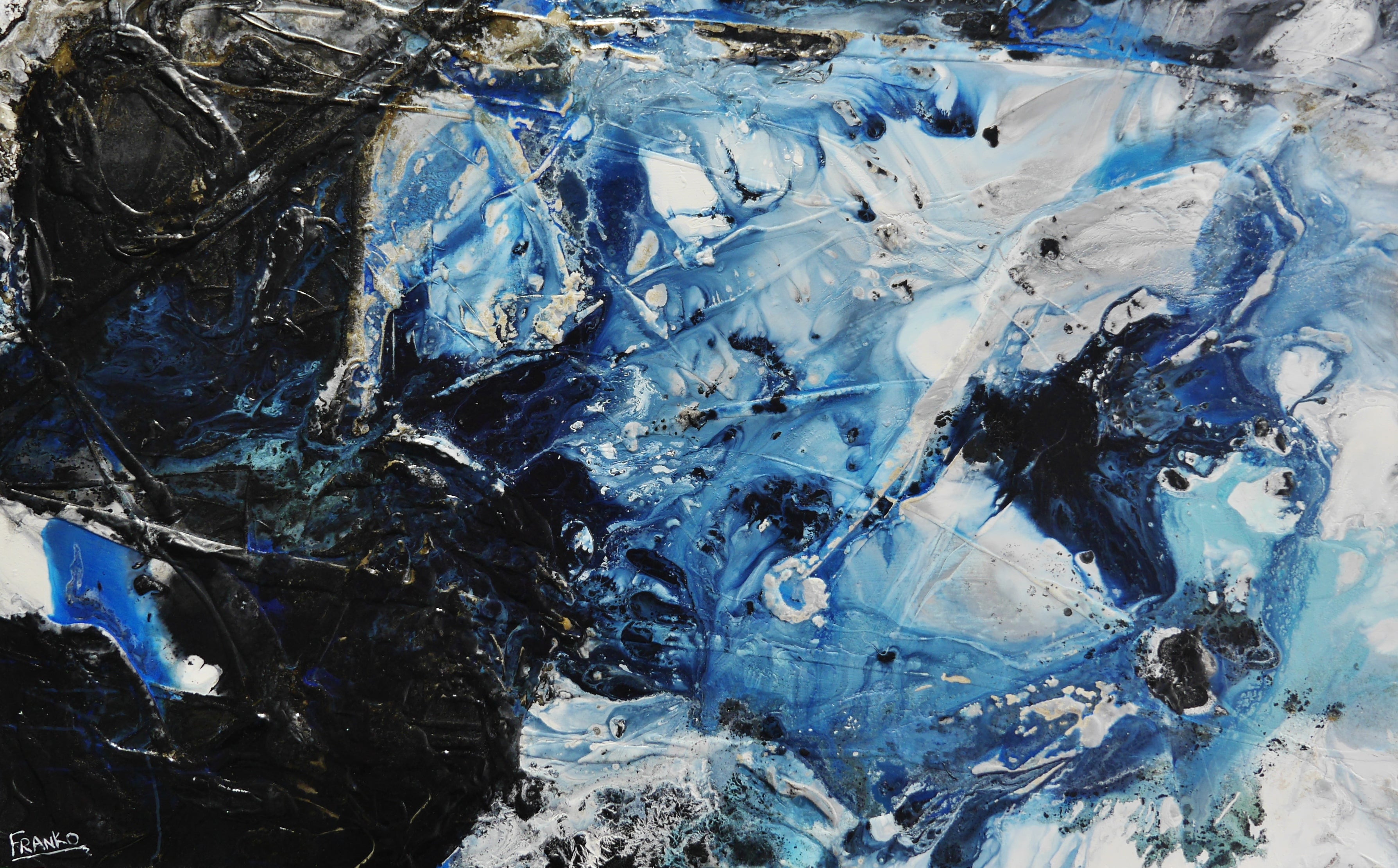 Blue Slate 160cm x 100cm Abstract Textured Canvas Painting - Modern Wall Art for Living Room, Bedroom & Office Decor