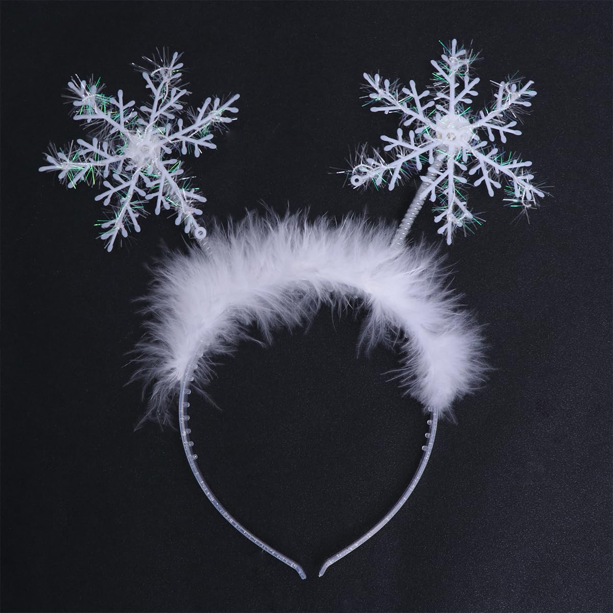 Lurrose 2 Pack Christmas Feather Snowflake Headbands - Festive Holiday Hair Accessories for Women, Girls & Kids - Perfect for Christmas Parties, Costumes & Holiday Photos