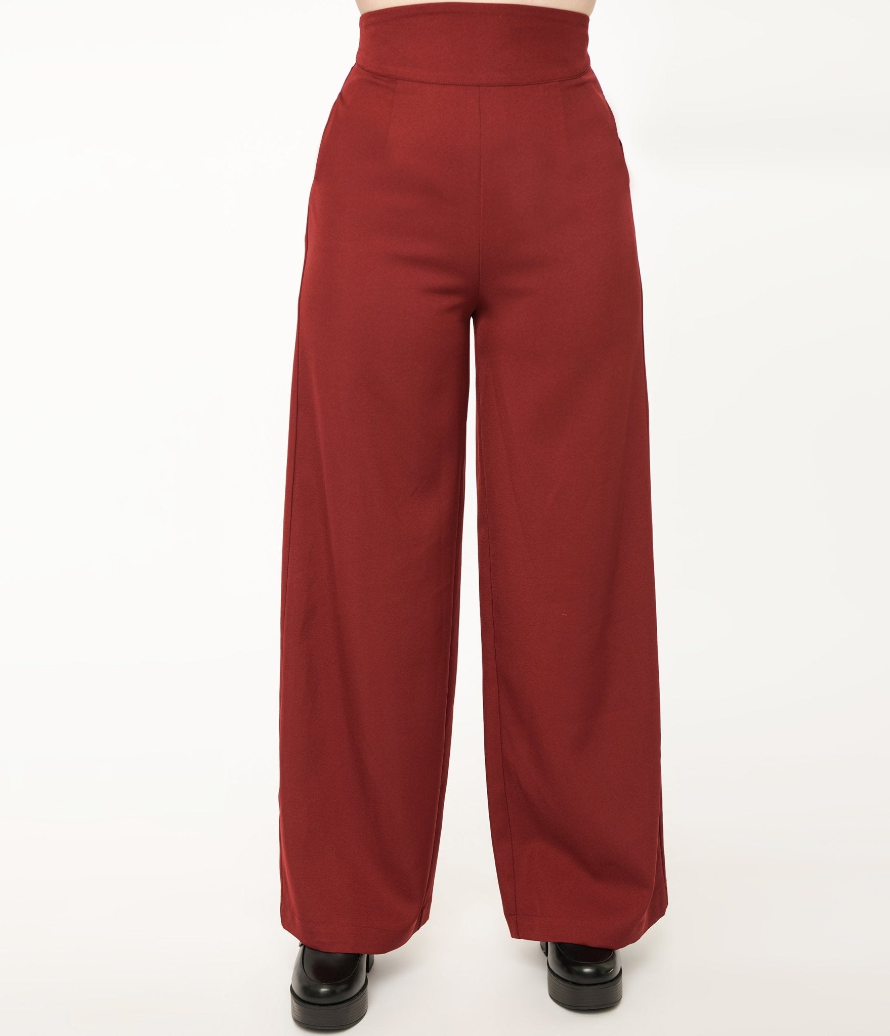 Vintage 1940s Merlot High Waist Pants - Retro Women's Trousers for Office, Party & Special Occasions