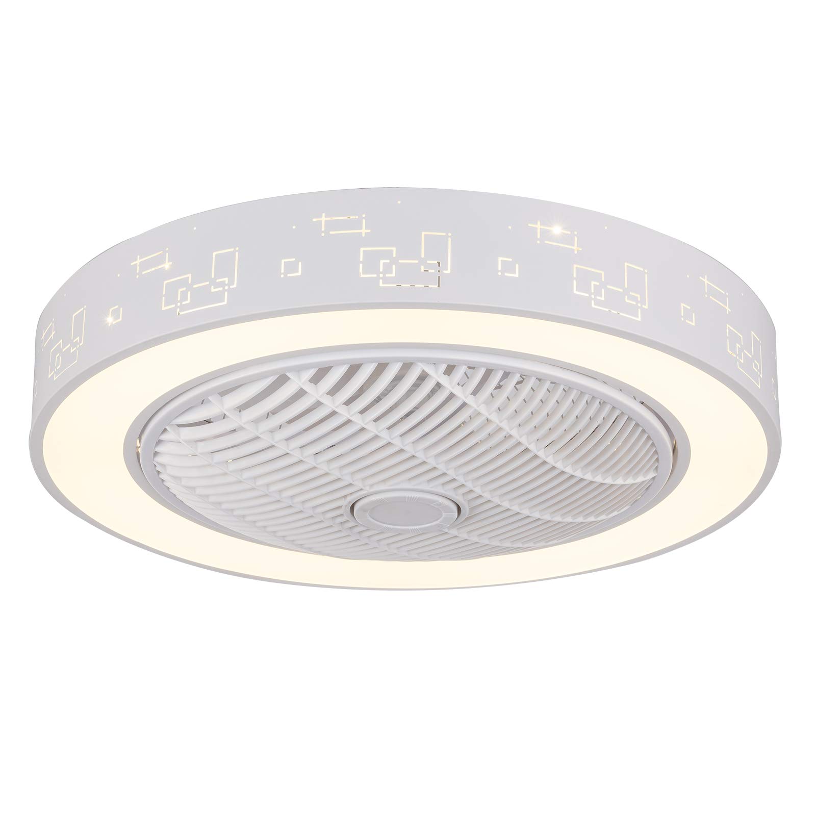22'' Modern Low Profile Ceiling Fan with Remote - 3 Color LED Flower Chandelier Light, Dimmable Flush Mount Fan for Bedroom, Office, Living Room, Dining Room & Hallway | Energy Efficient Cooling & Stylish Lighting Solution