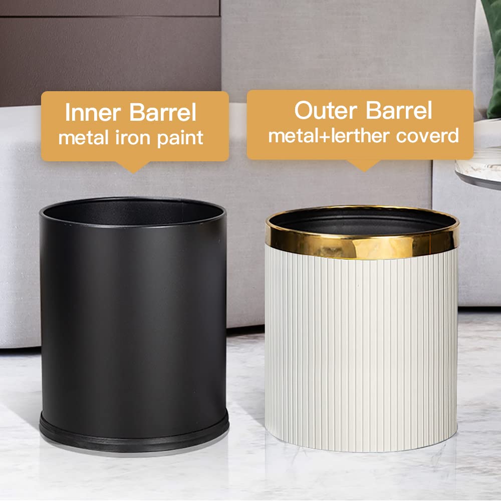 2.6 Gallon Small Office Trash Can with Lid - Beige Bathroom & Bedroom Waste Basket, Invisible Garbage Bin for Living Room, Kitchen, Dorm - Durable & Odor Control for Home & Office Use
