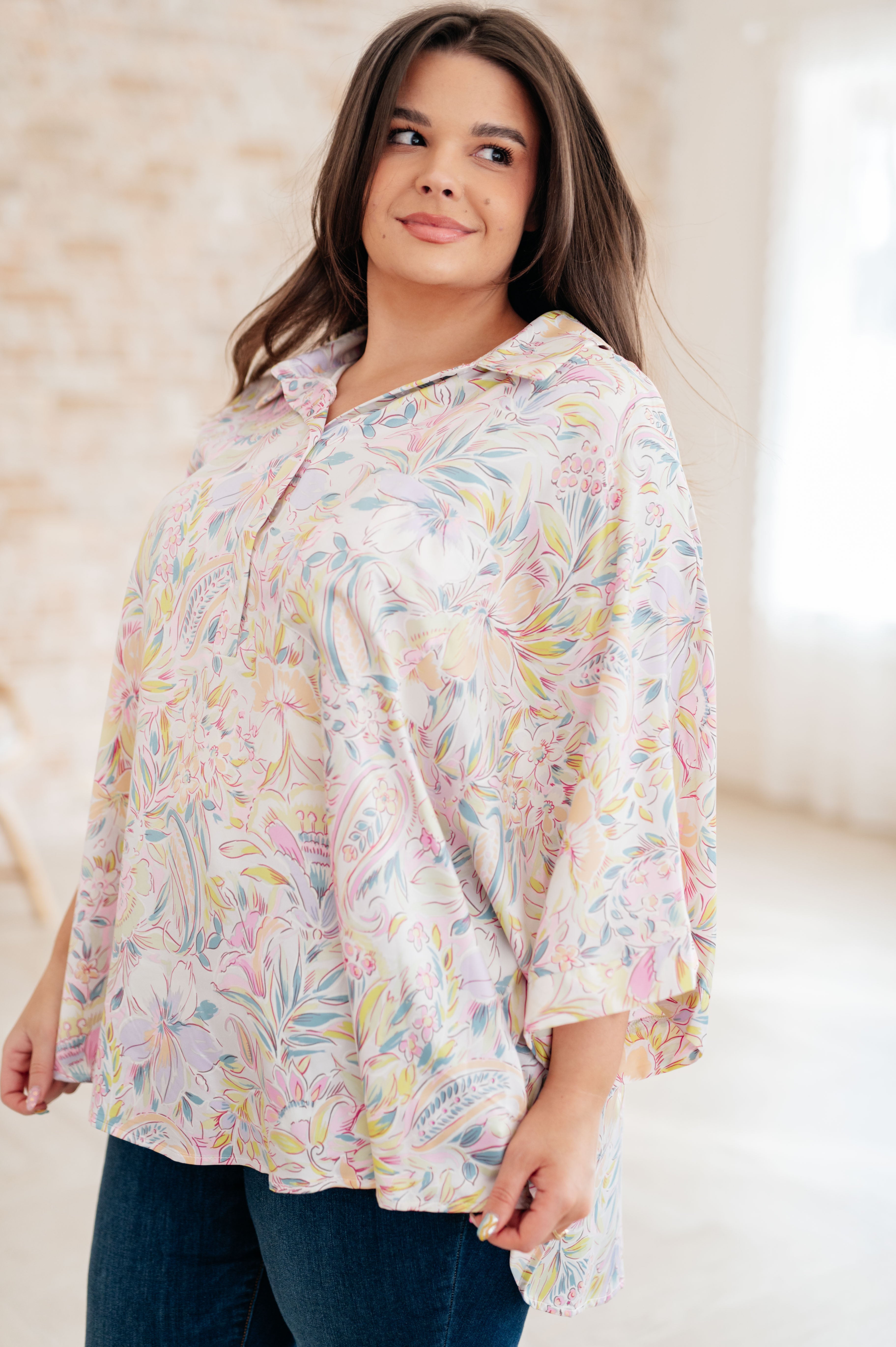 Blissful Botanicals Blouse - Women's Floral Print Boho Blouse for Casual & Summer Wear | Perfect for Beach, Vacation & Everyday Outfits
