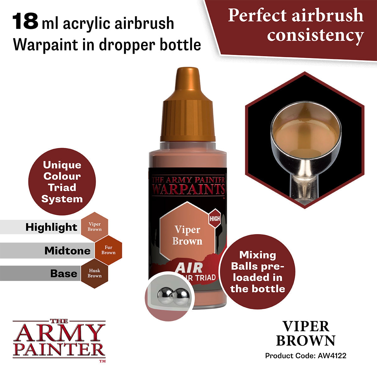Warpaints Air: Viper Brown - Premium Matte Acrylic Paint for Miniatures & Models - Perfect for Warhammer, D&D, and Tabletop Gaming