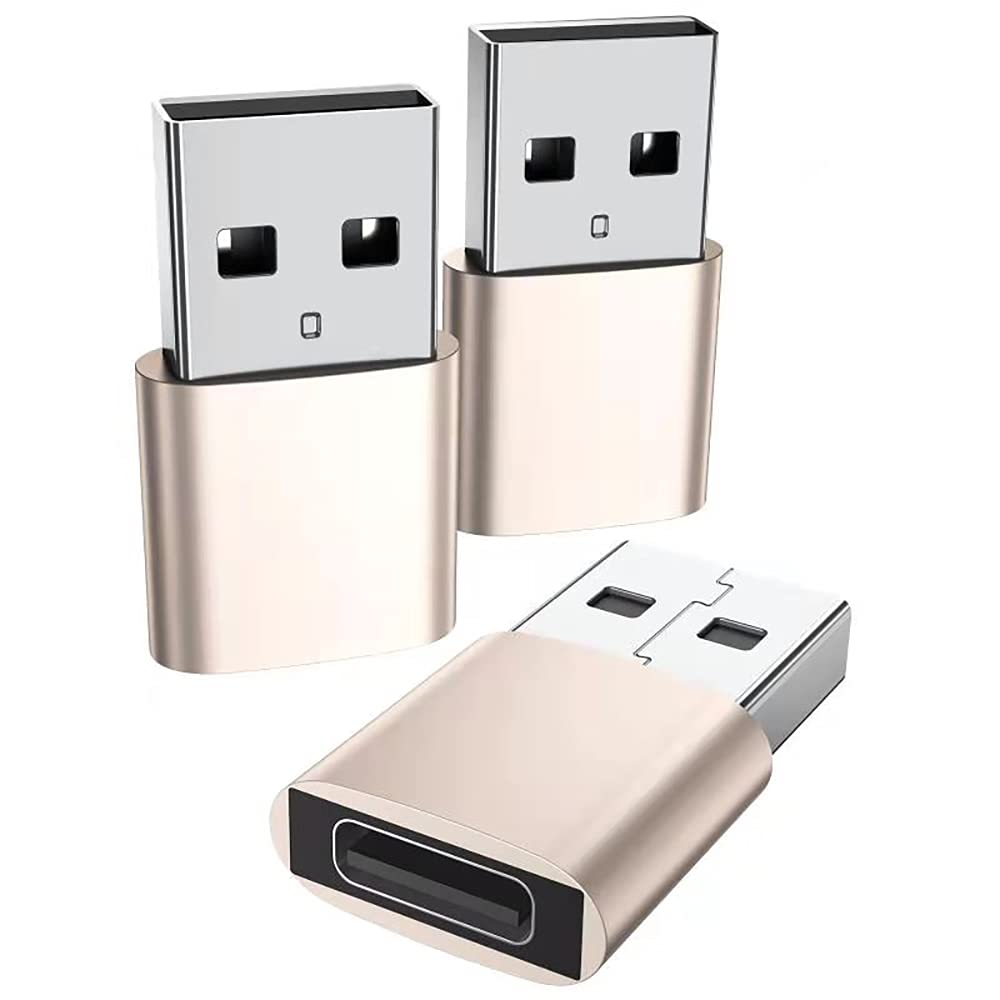 USB C Female to USB Male Adapter 3 Pack - Type C to USB A Charger Cable Converter - Compatible with iPhone 12/11/Pro/Max, iPad Air/Pro, Samsung Galaxy S21/S20, Google Pixel 5/4 & More Devices - Perfect for Charging, Data Transfer & Connecting USB Devices